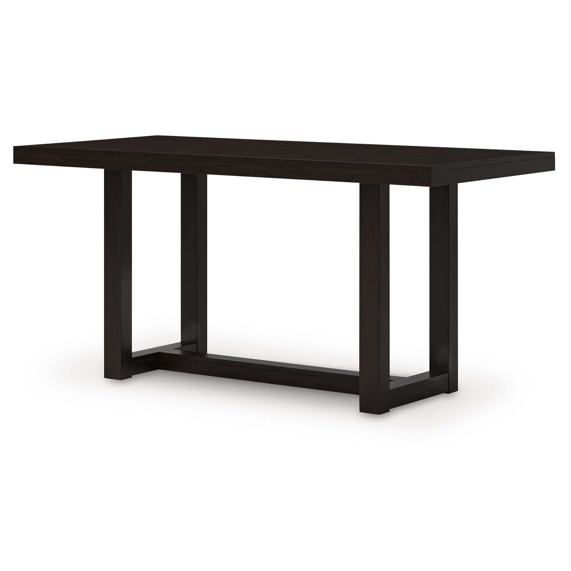 Ashley Neymorton Collection counter height table with a wooden finish, shown in a modern dining room setting.