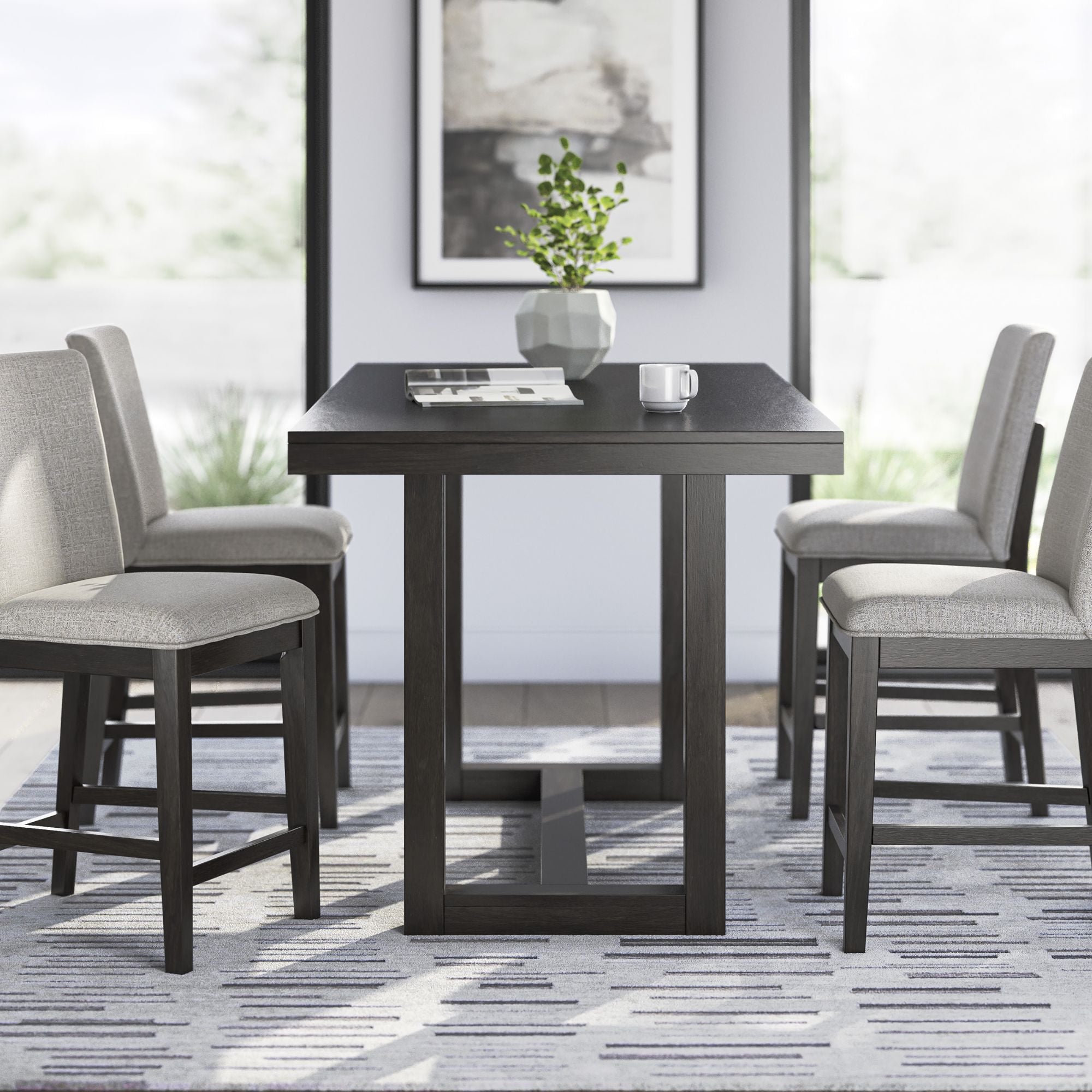 Neymorton 5-piece counter height dining room set by Signature Ashley, includes table and chairs in a modern wood finish.