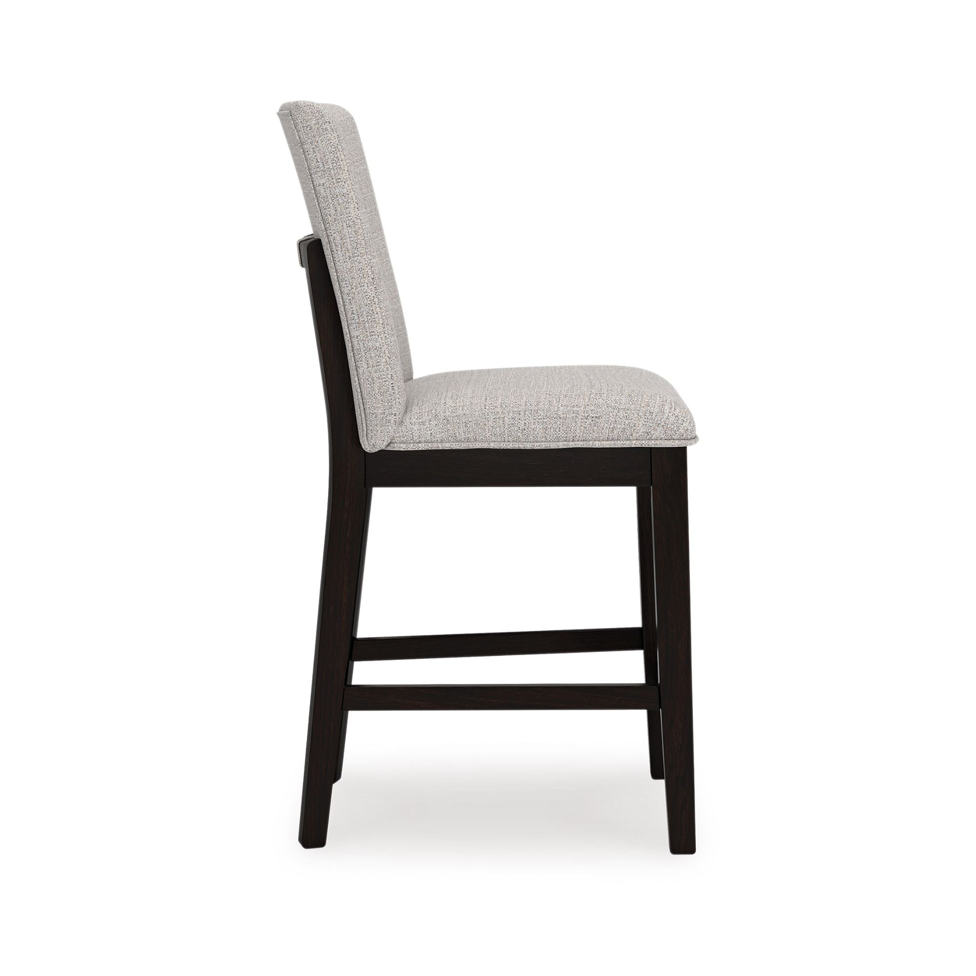 Set of two Signature Ashley Neymorton Collection upholstered barstools with padded seats and wooden legs for dining or bar areas.
