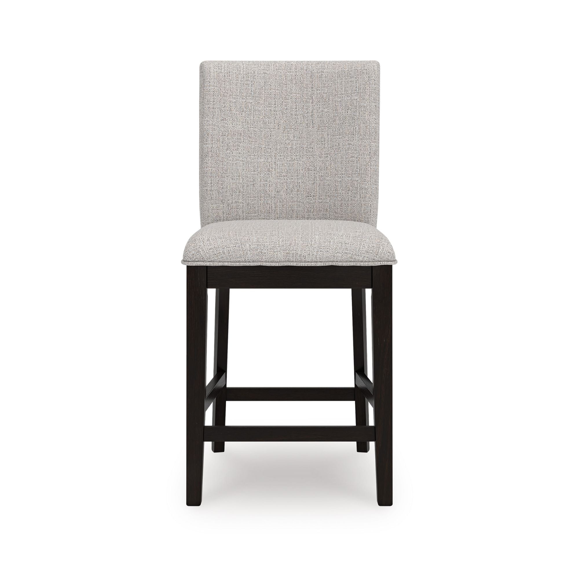 Pair of Neymorton Collection upholstered barstools by Signature Ashley, featuring cushioned seats and stylish wooden legs.
