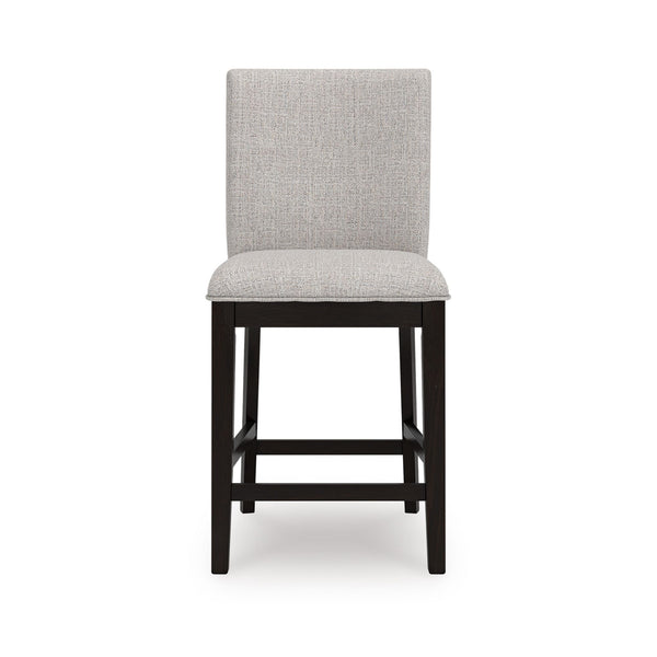 Pair of Neymorton Collection upholstered barstools by Signature Ashley, featuring cushioned seats and stylish wooden legs.