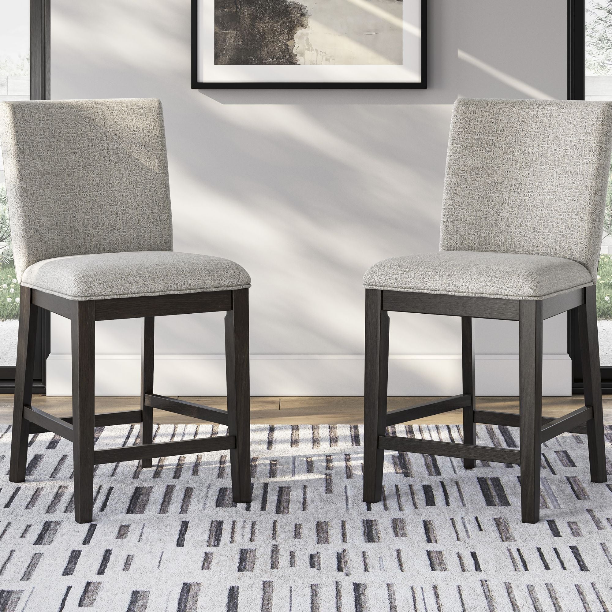 Neymorton 5-piece rectangular counter height dining room set by Signature Ashley with four chairs and a matching table.
