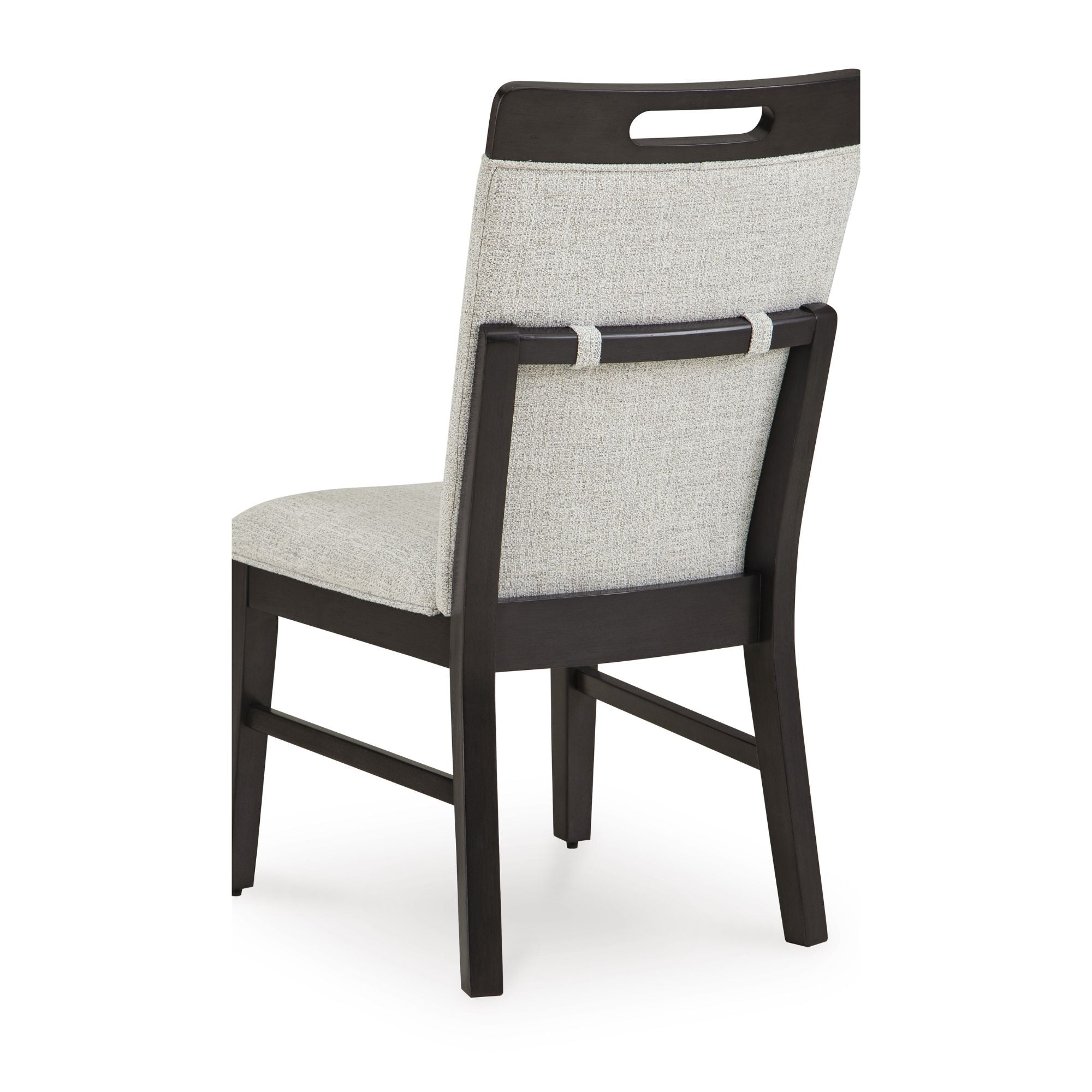 Set of two Neymorton Collection dining UPH side chairs by Signature Ashley, featuring upholstered seats and wooden legs.