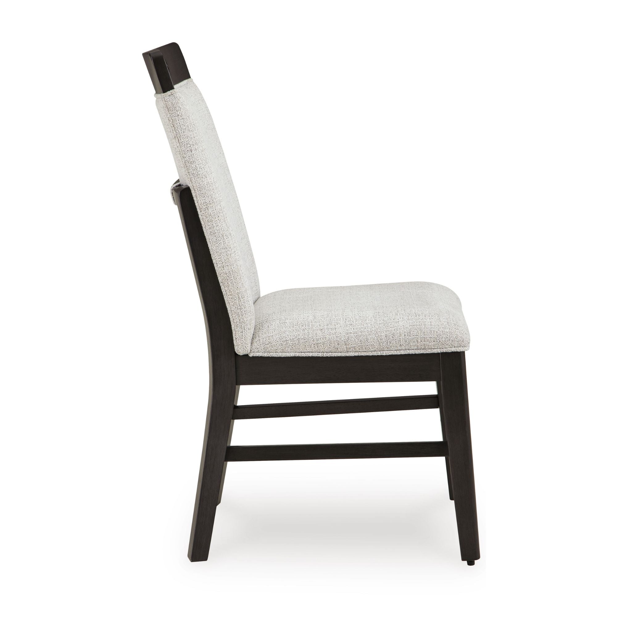 Pair of Neymorton Collection Ashley dining UPH side chairs with upholstered seats and wooden legs, set of two for dining room decor.