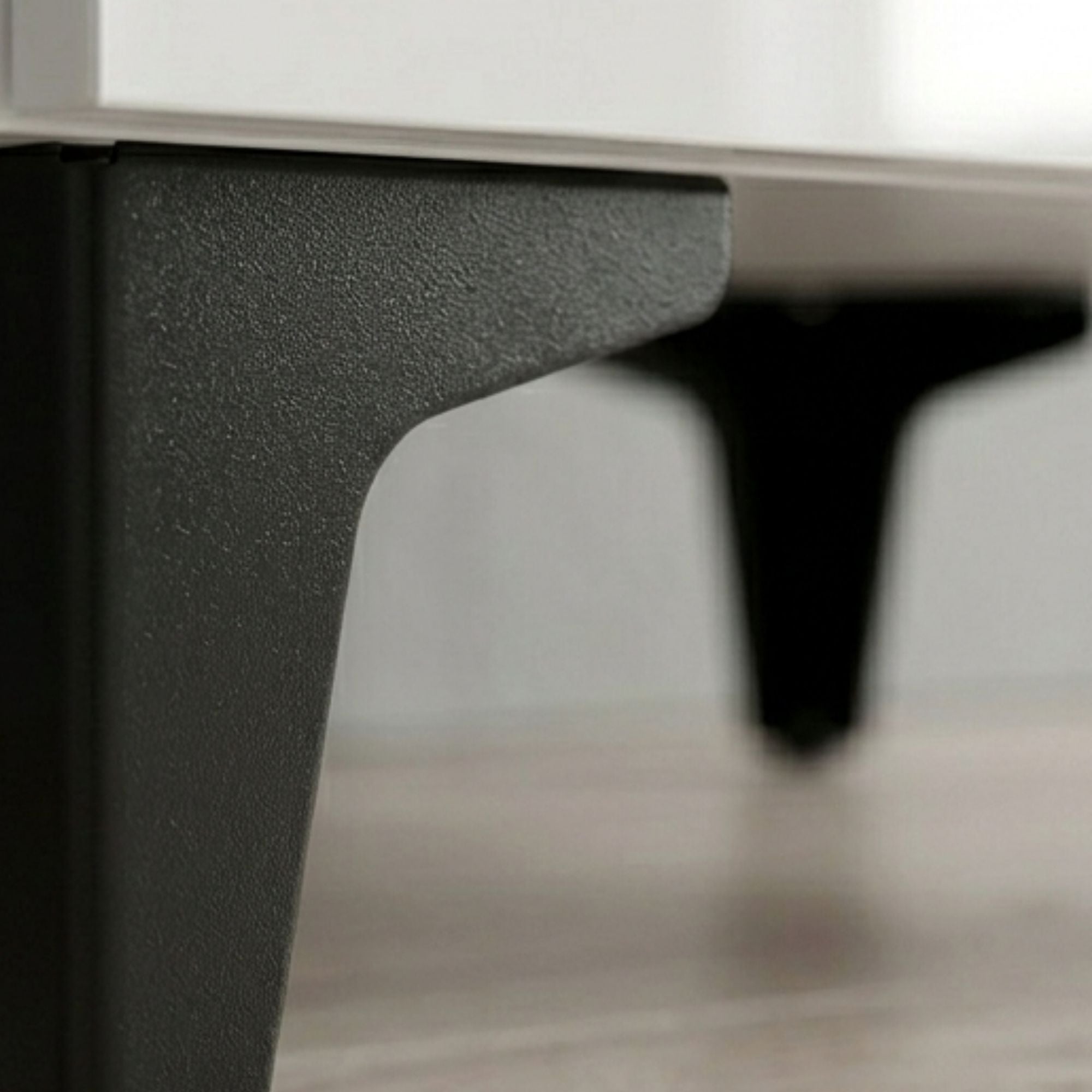 Light grey Lumina lacquer nightstand by Amica Furniture with a sleek modern design and smooth surface.