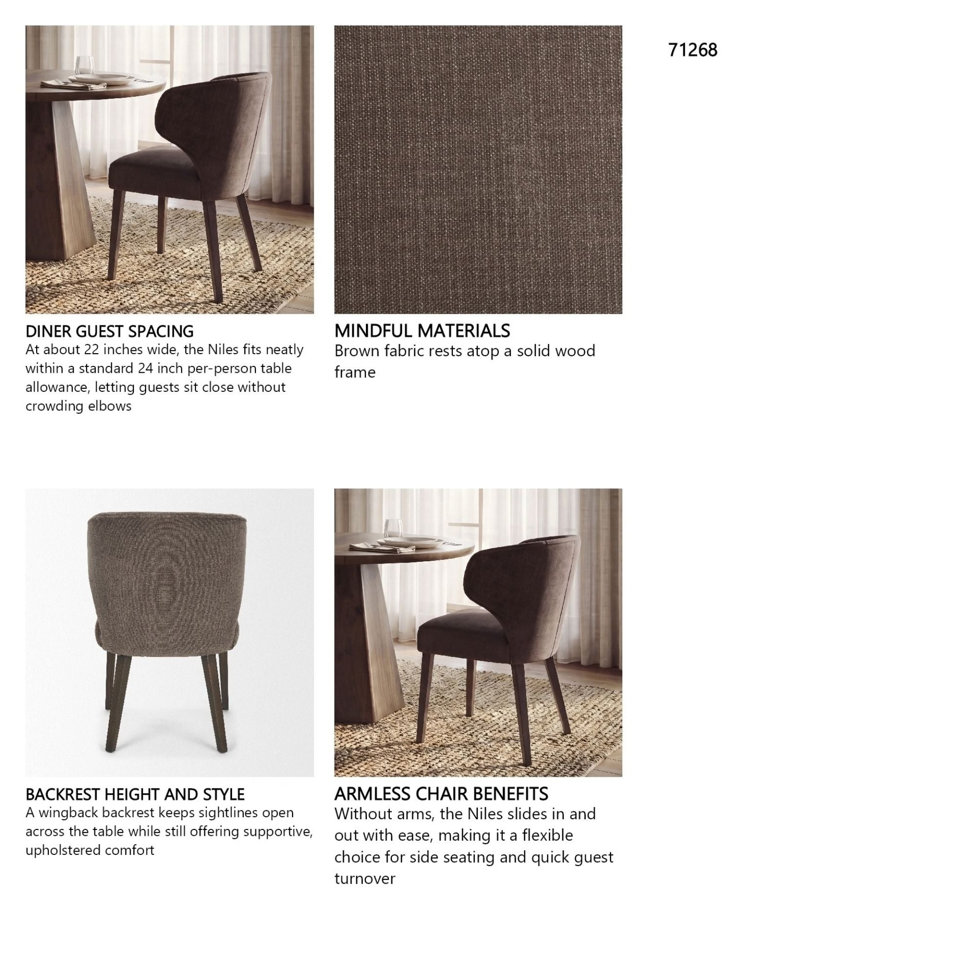 Chaise de salle à manger en tissu Niles