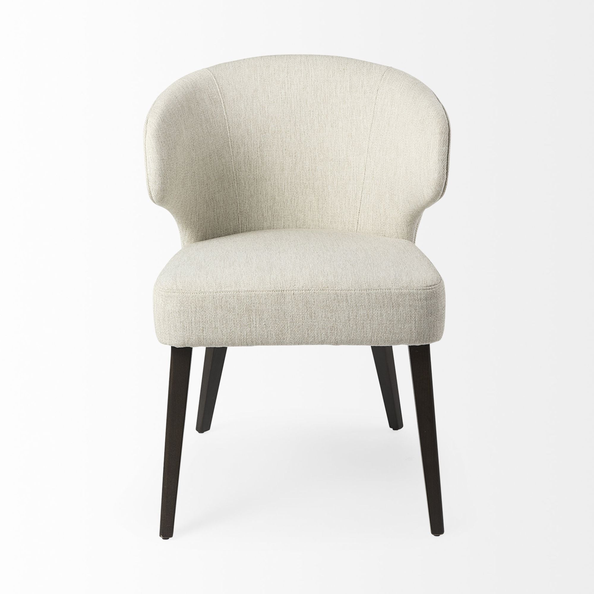 Dark brown Mercana Furniture Niles fabric dining chair with cushioned seat and backrest, stylish and comfortable for dining rooms.