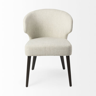 Dark brown Mercana Furniture Niles fabric dining chair with cushioned seat and backrest, stylish and comfortable for dining rooms.