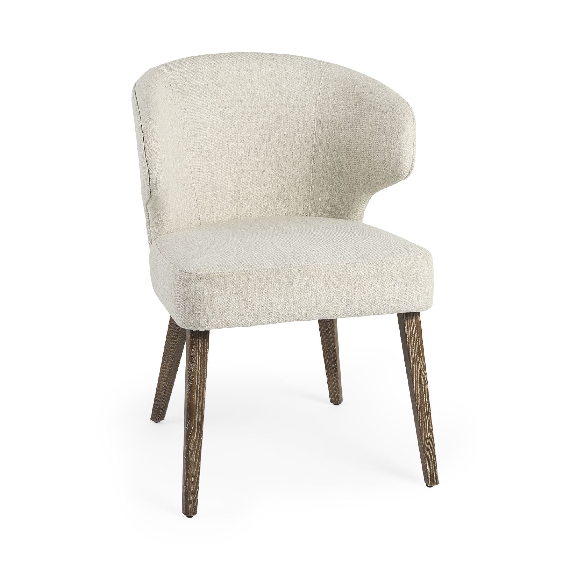 Medium brown Mercana Niles fabric dining chair with cushioned seat and backrest, showcasing a stylish, comfortable design.