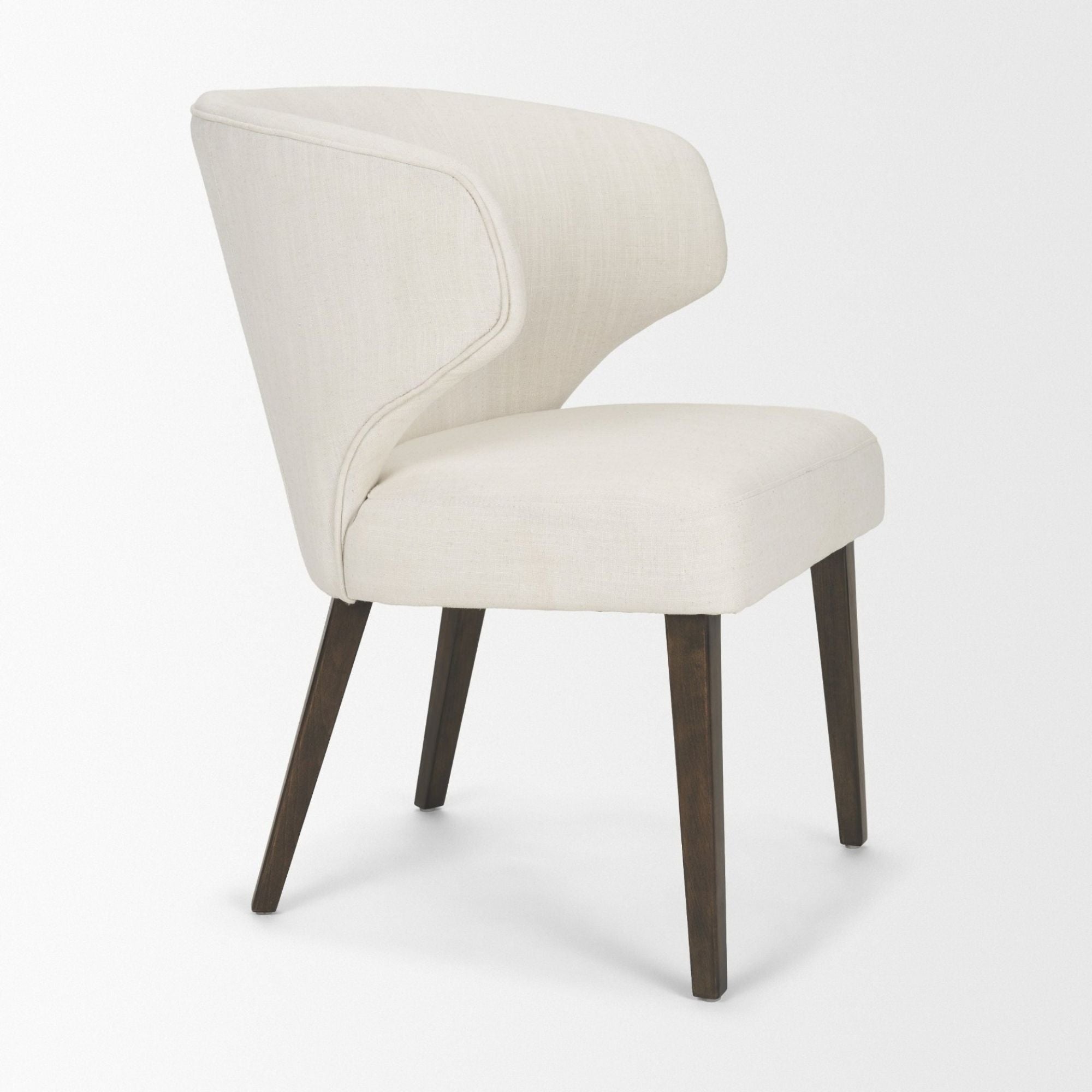 Niles Wingback VN Fabric Dining Chair Cream/Dark Brown