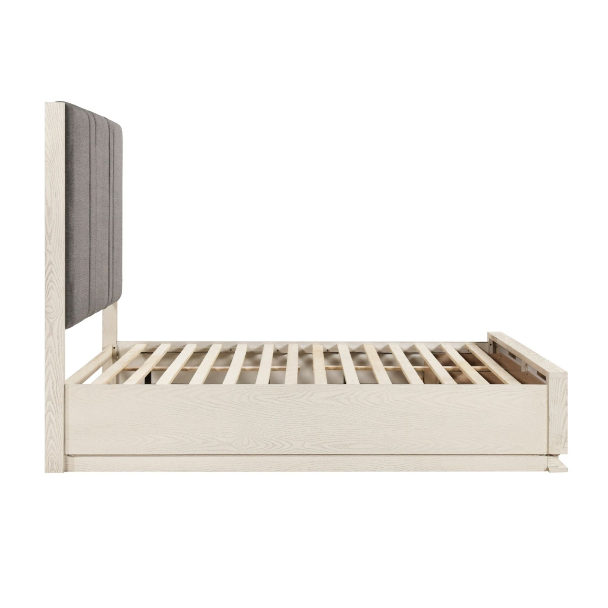 MAZ Noctis Collection bed with sleek modern design, featuring a sturdy frame and stylish headboard for a contemporary bedroom setup.