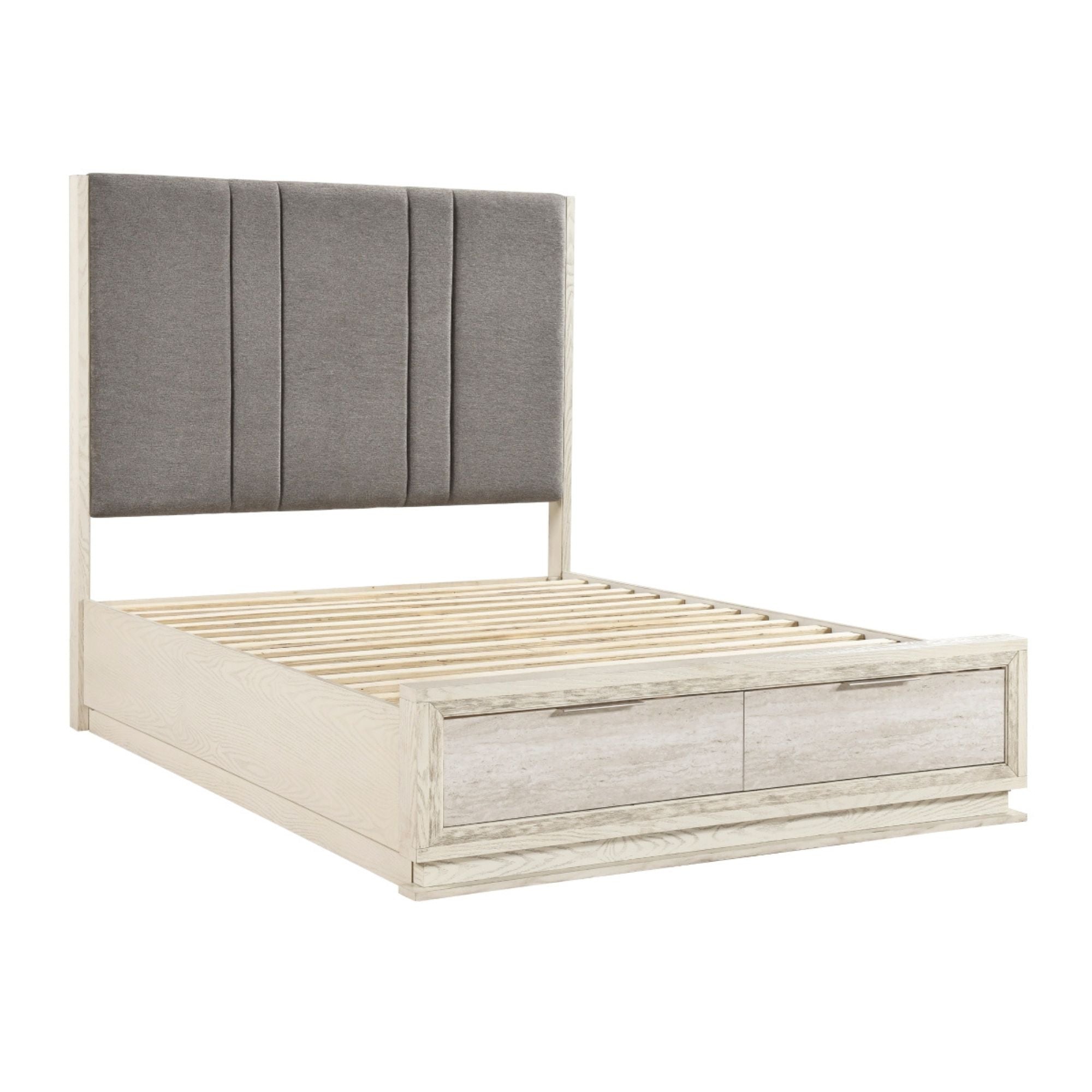 MAZ Noctis Collection bed with a modern design, featuring a sleek frame and plush bedding in a contemporary bedroom setting.