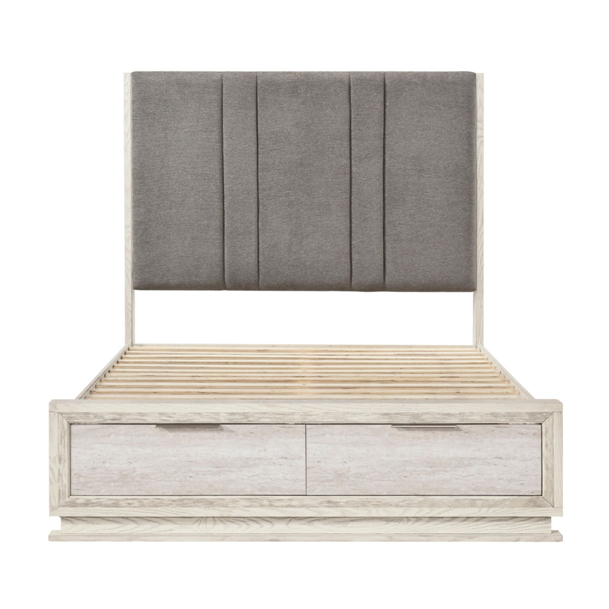 Modern MAZ Noctis Collection bed with a sleek frame and plush bedding, showcasing stylish bedroom furniture.