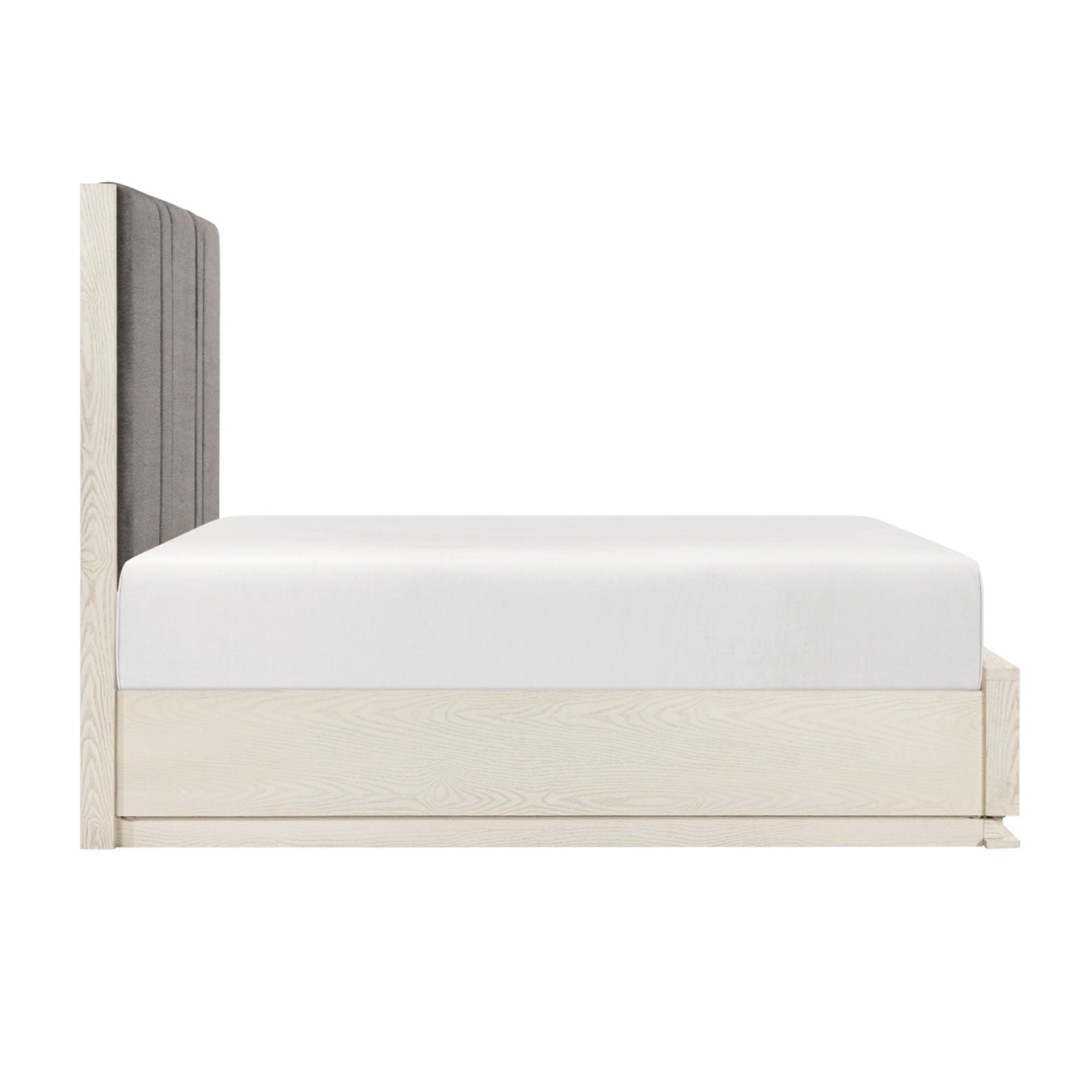 Elegant MAZ Noctis Collection bed with a sleek frame and plush bedding, showcasing modern bedroom furniture design.