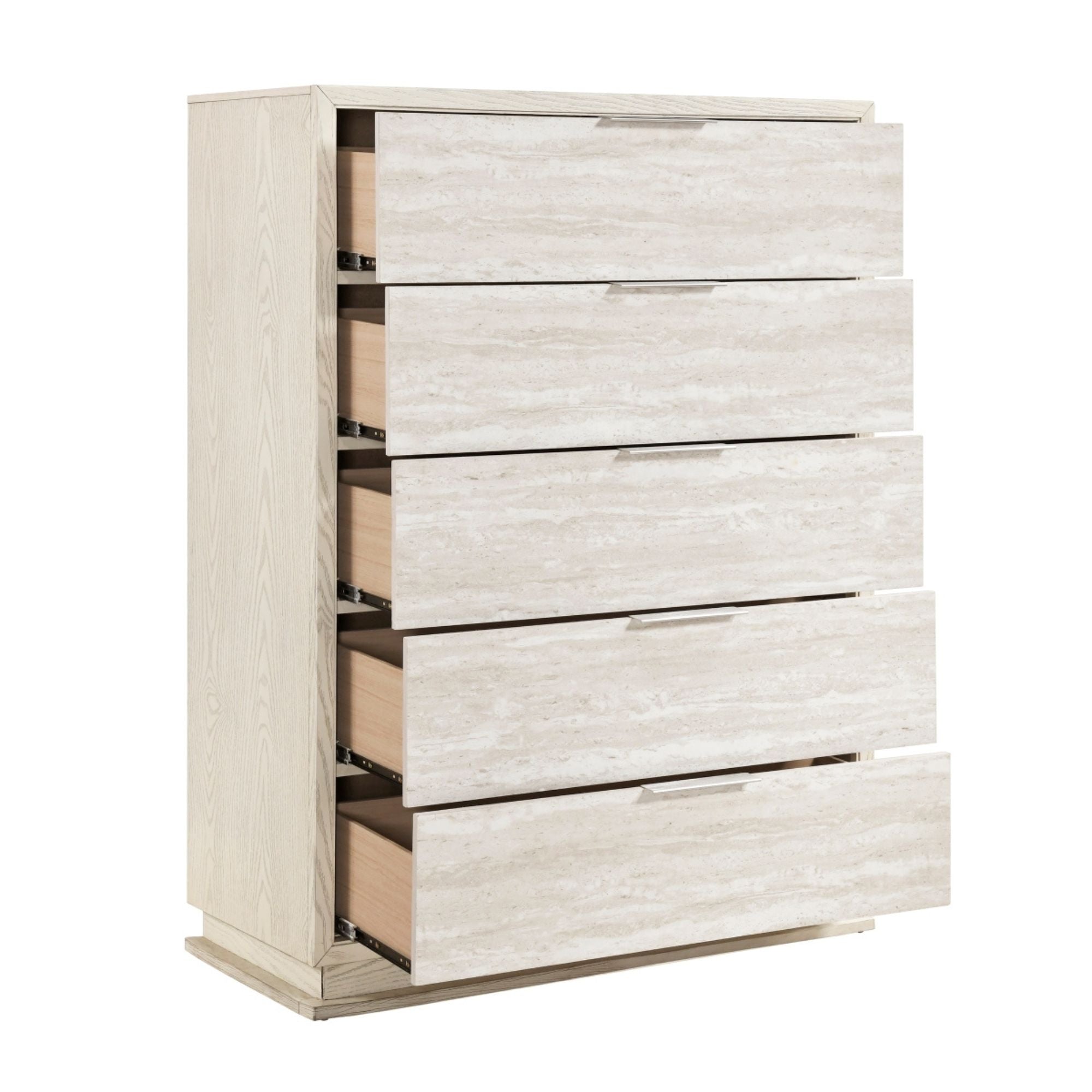 M.A.F Noctis Chest Drawer showing sleek wooden finish and four spacious drawers for bedroom storage.
