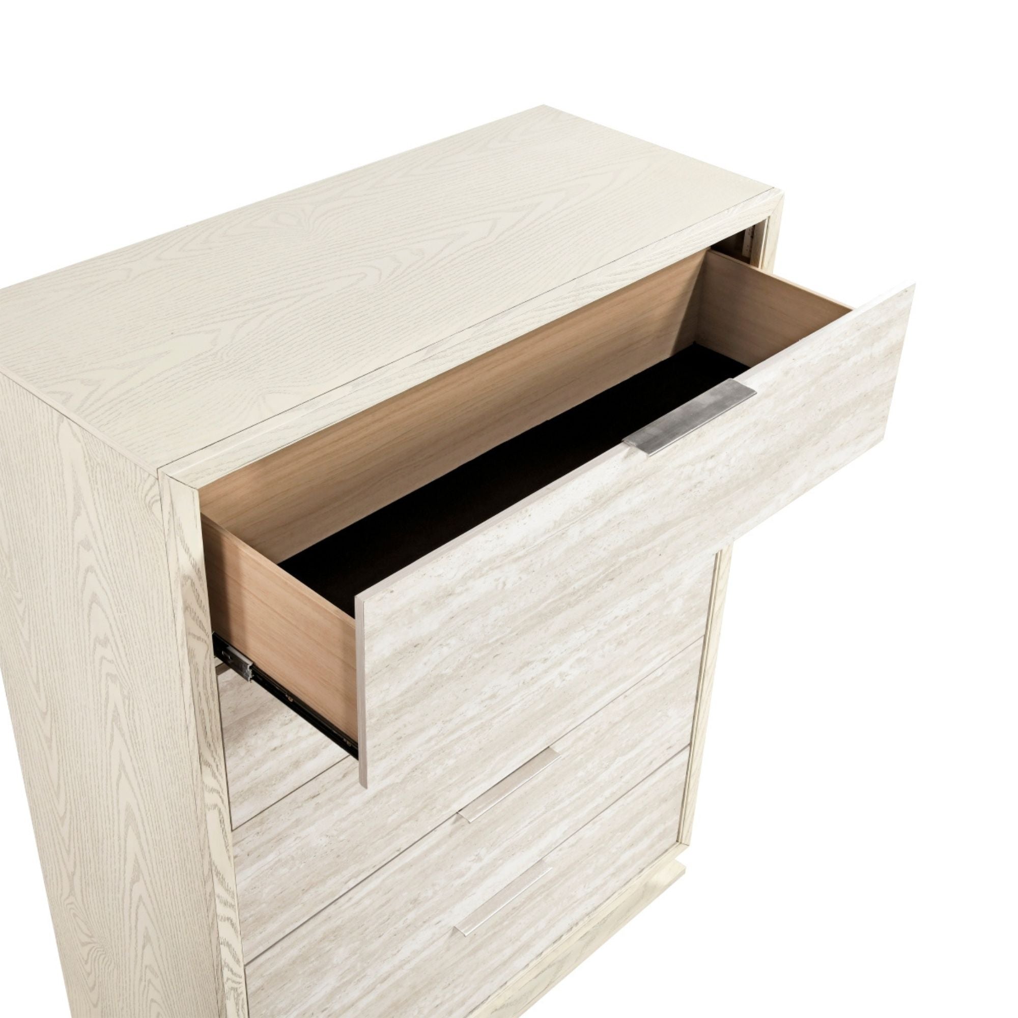 MAZ Noctis bedroom set with a wooden chest of drawers, featuring sleek design and modern bedroom furniture.
