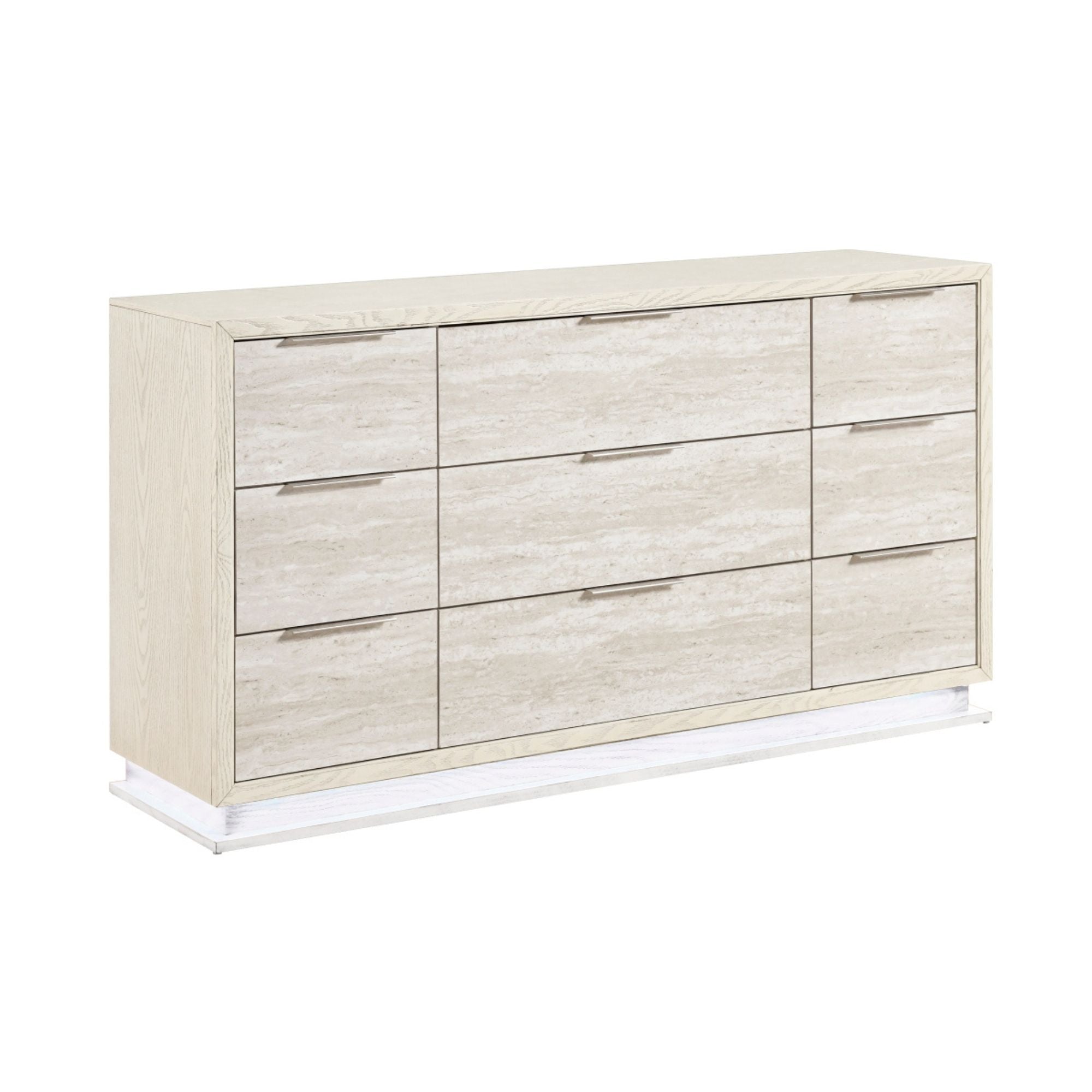Noctis bedroom set by MAZ featuring a modern dresser with sleek wood finish and minimalist design for stylish bedroom decor.
