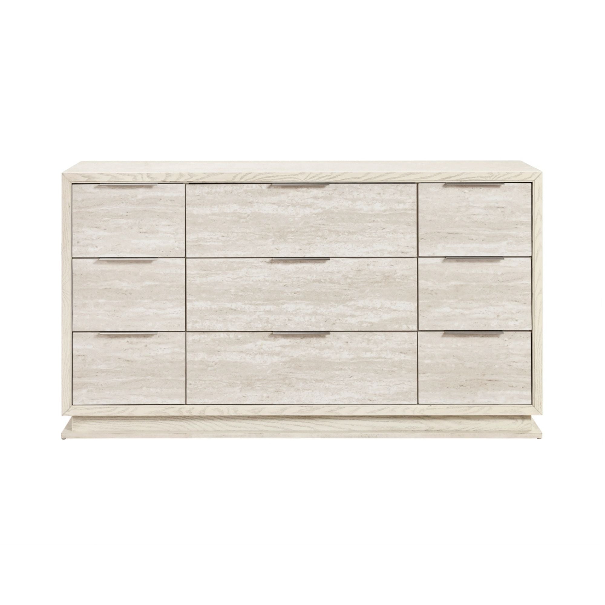 MAZ Noctis bedroom set dresser with sleek modern design, featuring a smooth wooden surface and multiple drawers for storage.