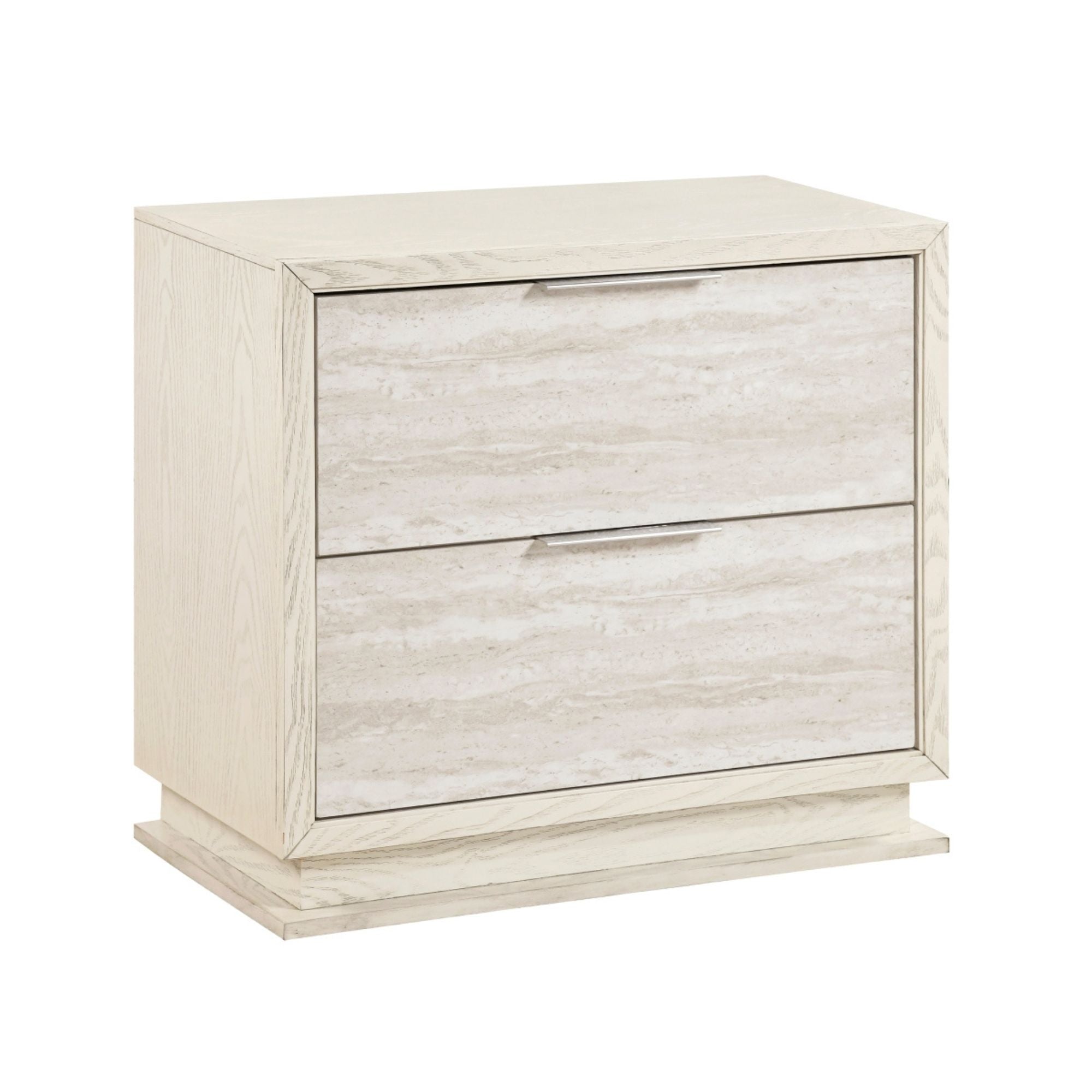 MAZ Noctis bedroom set nightstand with sleek wood finish and modern design, featuring a drawer and open shelf.