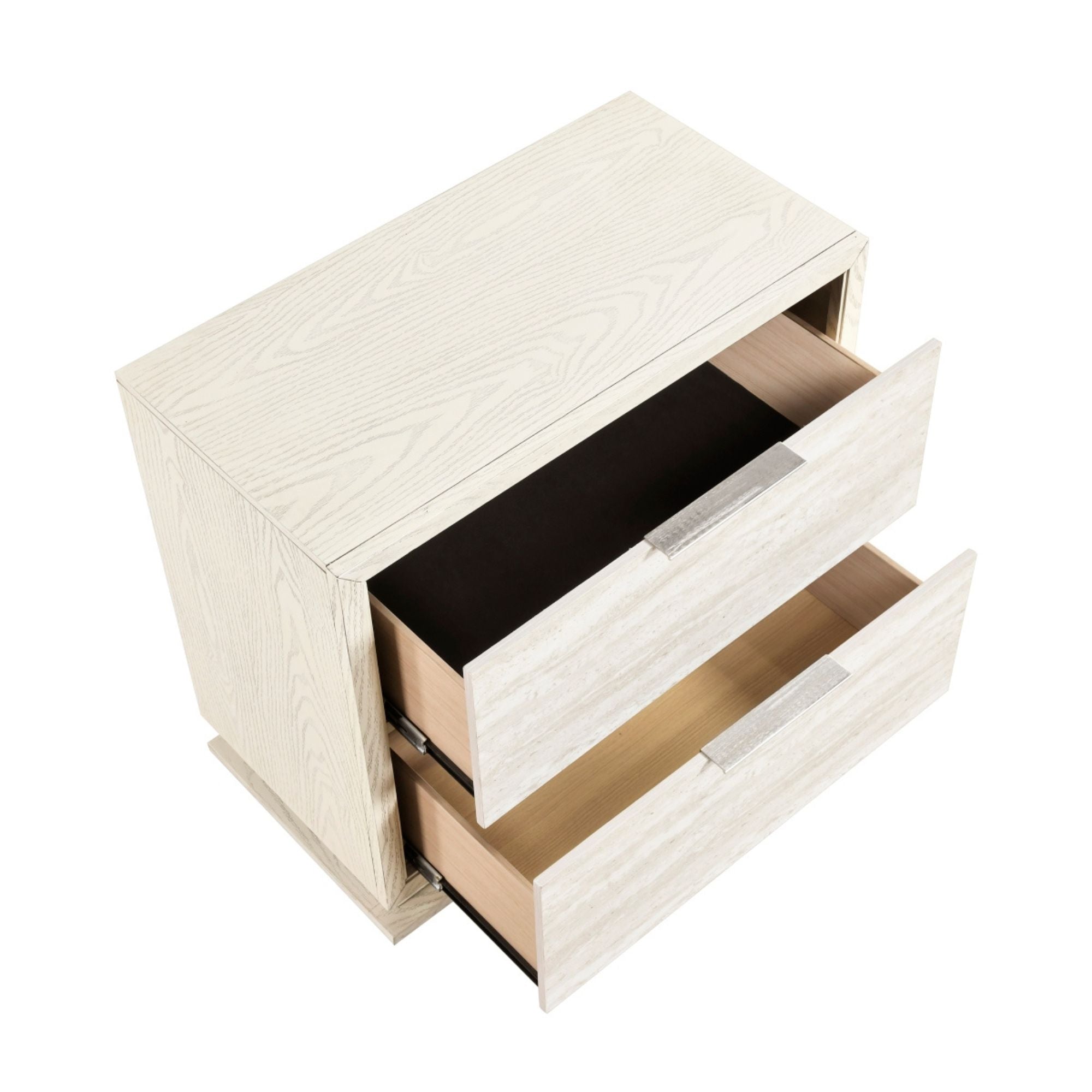 MAZ Noctis bedroom set nightstand with modern wood finish and sleek design, featuring a flat top and storage drawer.