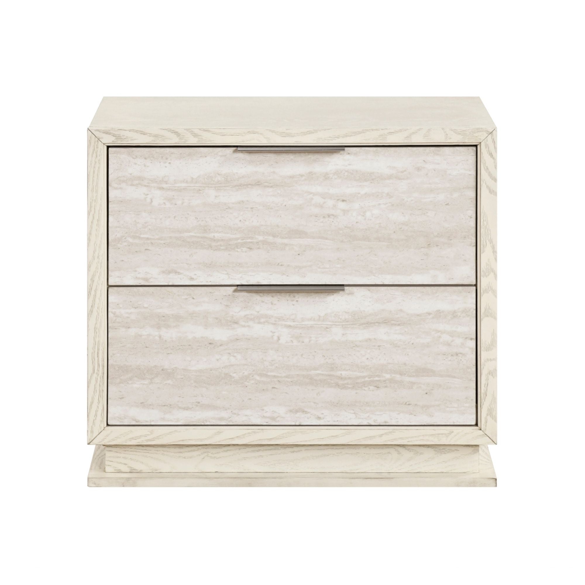 MAZ Noctis bedroom set nightstand with modern design, featuring a sleek finish and storage drawer in a contemporary bedroom setting.