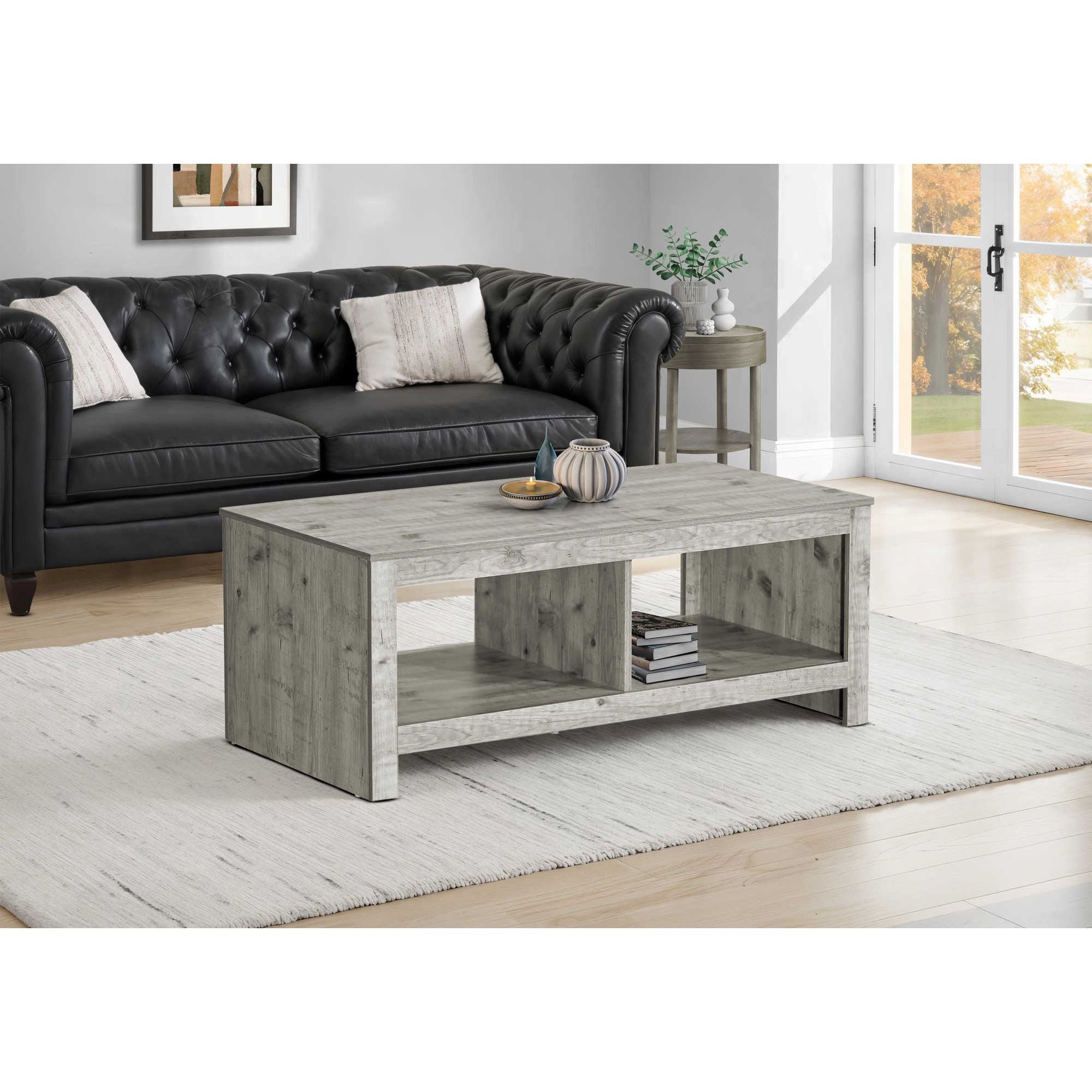 Modern Noiré coffee table by Monarch Specialties with a sleek black finish and minimalist design, perfect for living room decor.