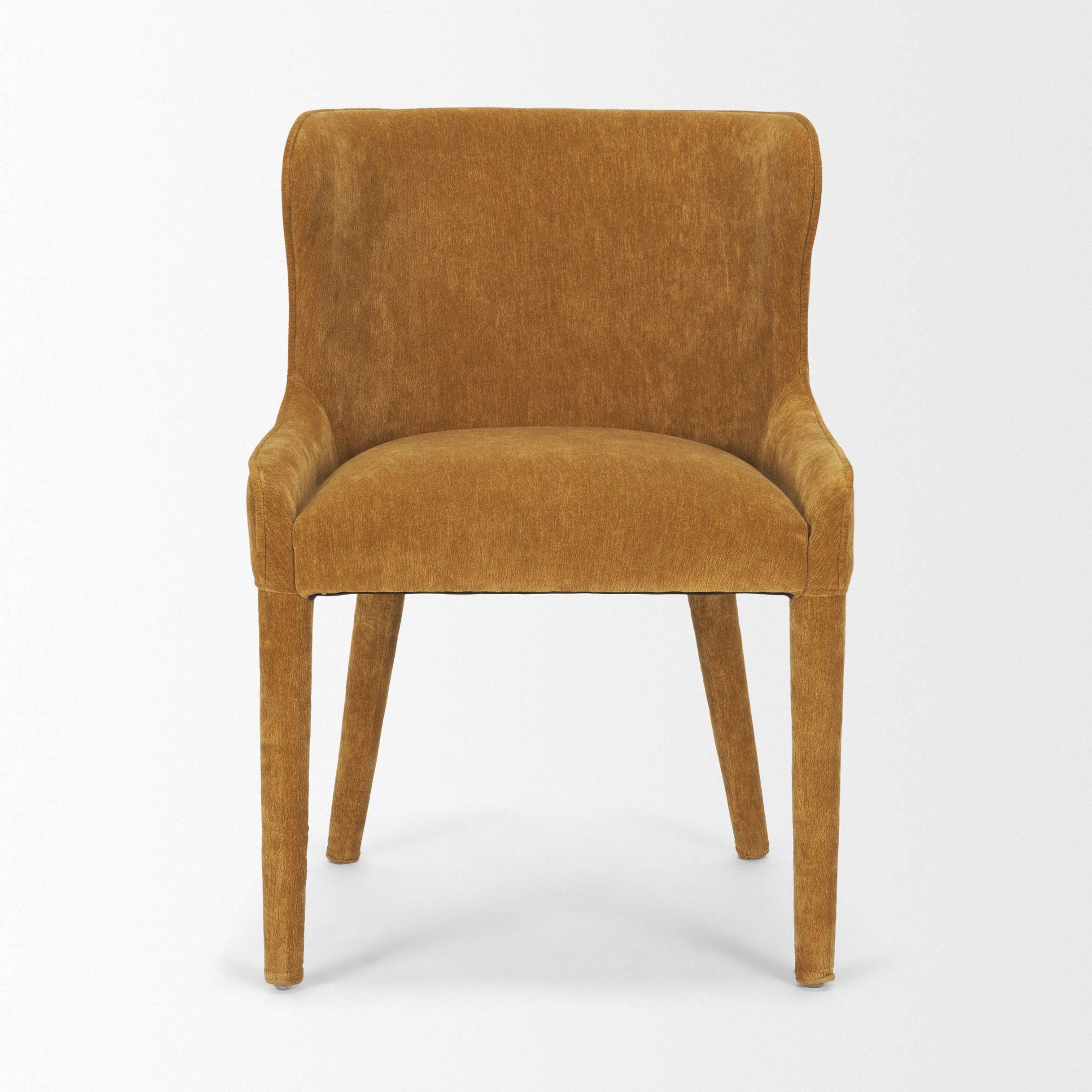 Cream chenille Nolan dining chair by Mercana Furniture with a stylish, upholstered design and wooden legs.