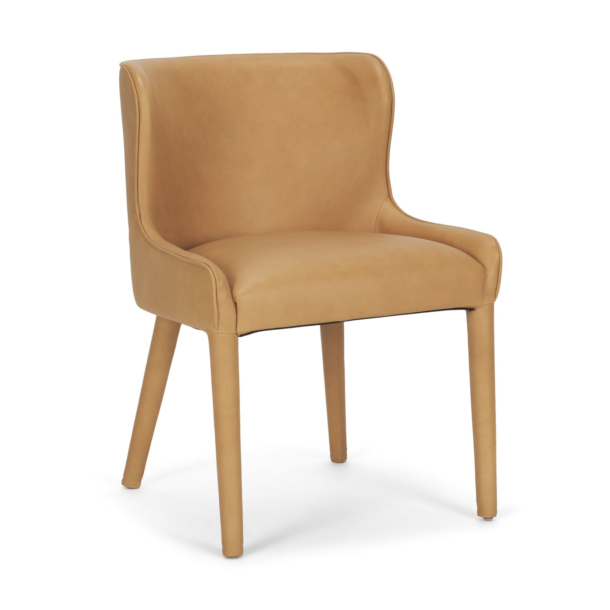 Mercana Furniture Nolan leather dining chair with sleek design, cushioned seat, and stylish wooden legs for modern dining rooms.