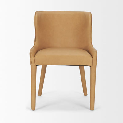 Mercana Furniture Nolan leather dining chair with sleek design, wooden legs, and cushioned seat for modern dining room decor.