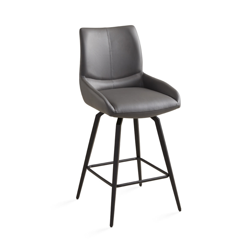 Norman Counter Chair Grey PU (Set of 2).