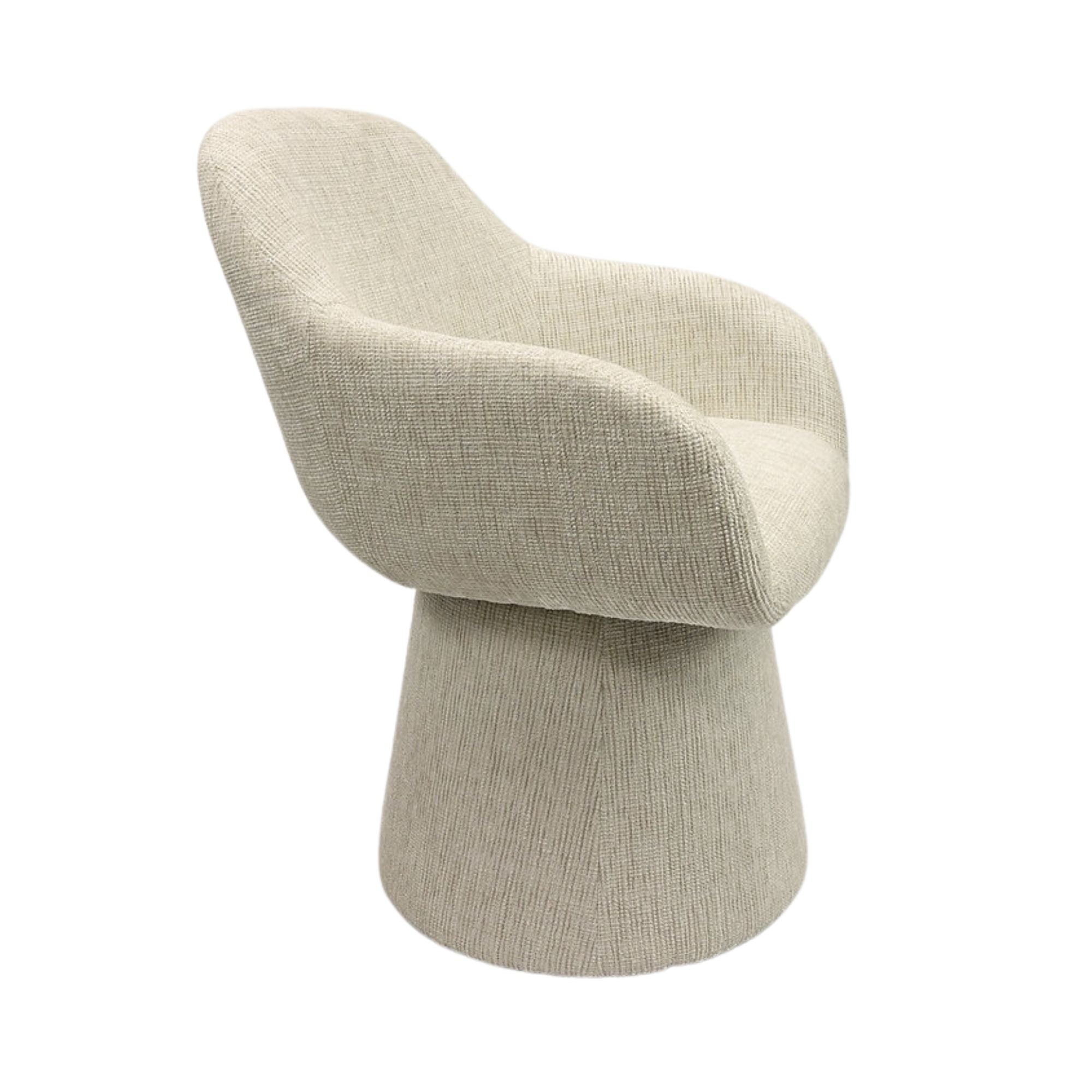 Beige Nora swivel dining chair by Elite Living with a modern design, cushioned seat, and wooden legs.