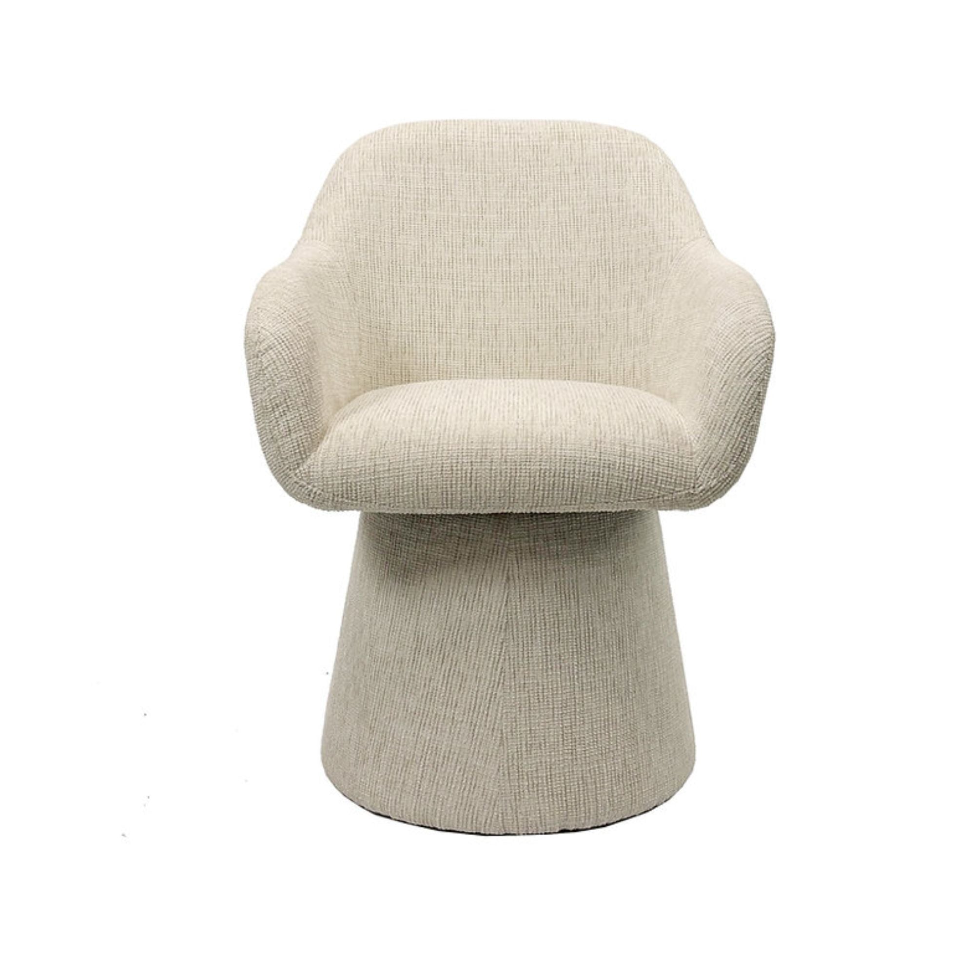 Beige Nora swivel dining chair by Elite Living with cushioned seat and backrest, modern design for dining room comfort.