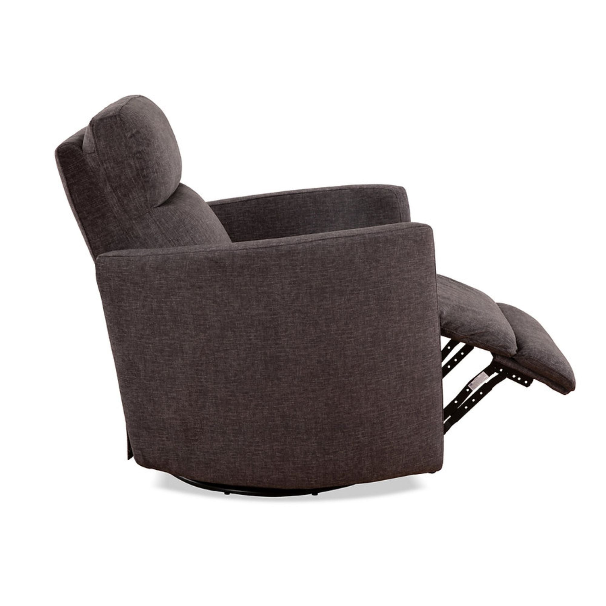 Brown Nova Swivel Recliner Chair by IFF with plush cushioning and a modern design, perfect for comfortable seating.