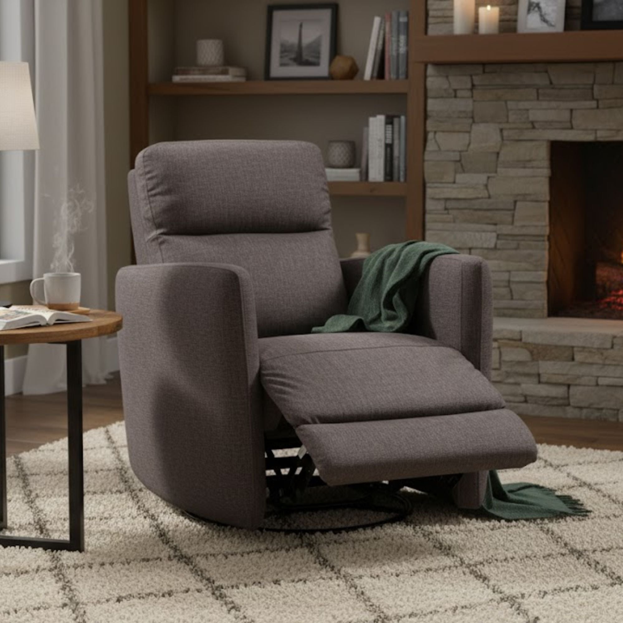Brown IFF Nova swivel recliner chair with cushioned seat and backrest, showcasing comfortable and stylish recliner design.