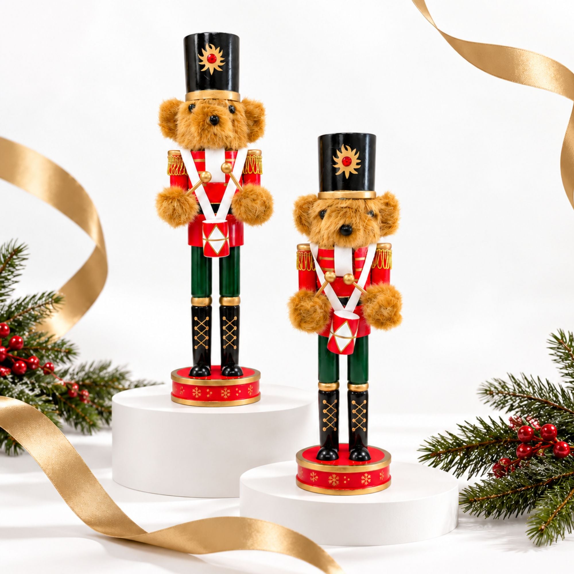 Maple the Bear Drummer –  Wooden Holiday Nutcracker Set