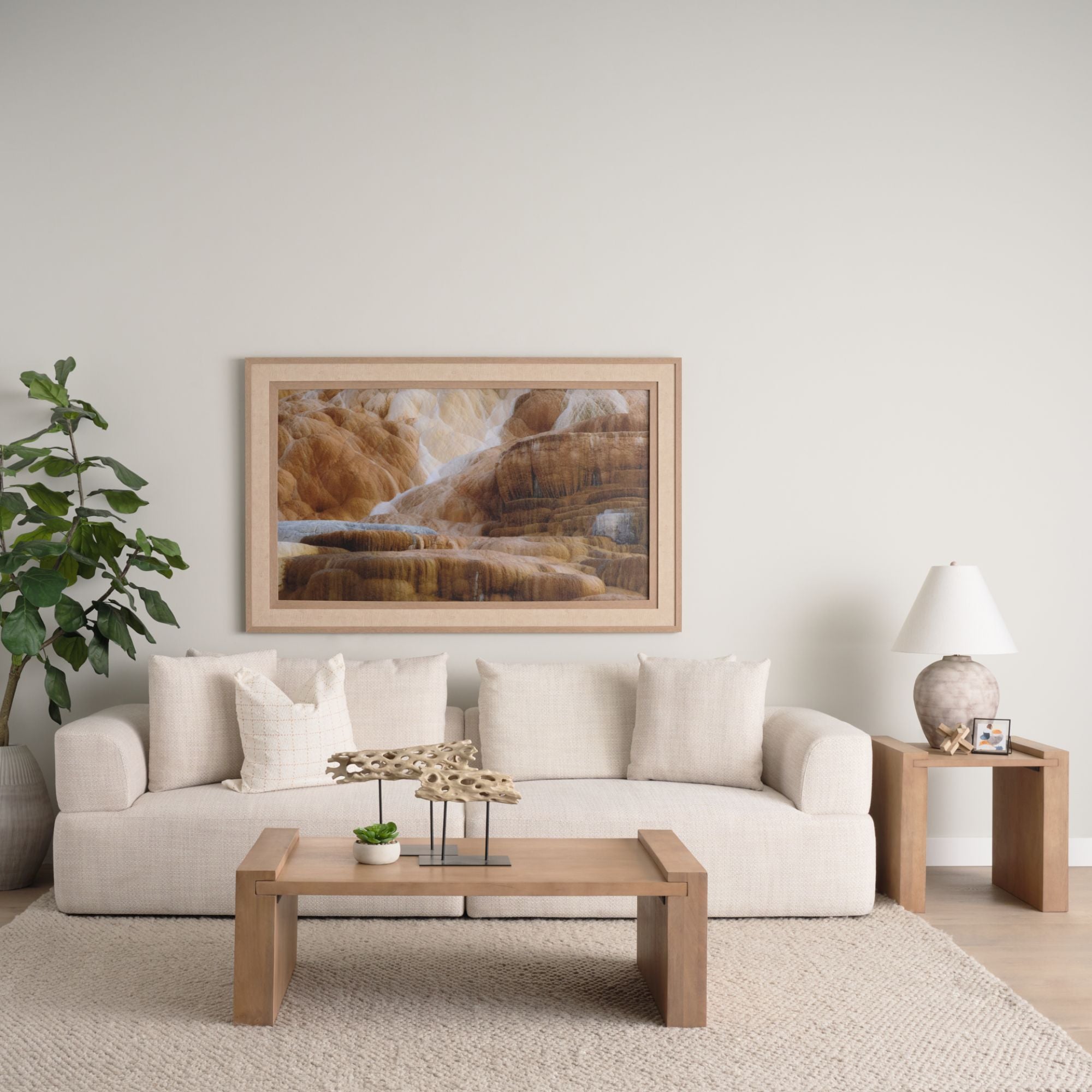 Mercana Warner oatmeal 2-piece sofa set with textured upholstery and coordinating cushions