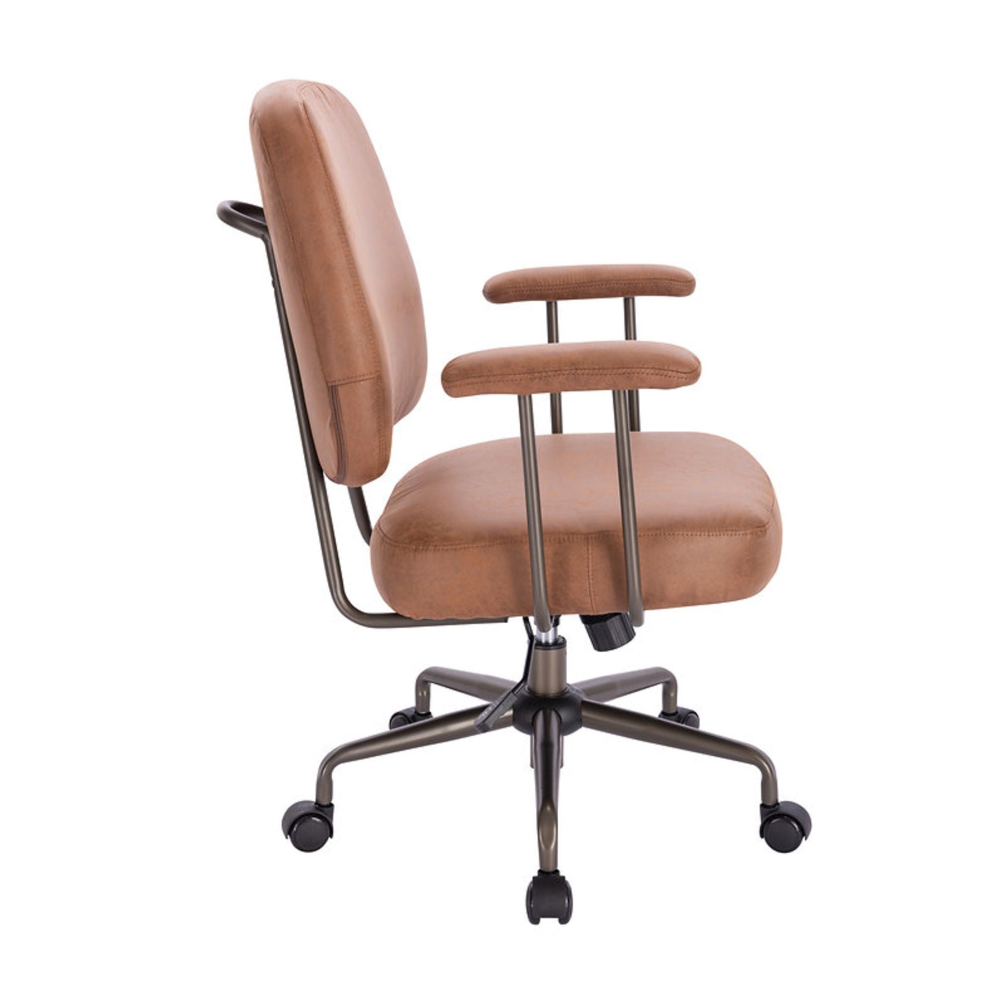 Brown Wellington Designer Office Chair by Elite Living with padded seat and backrest, modern office seating for ergonomic comfort.