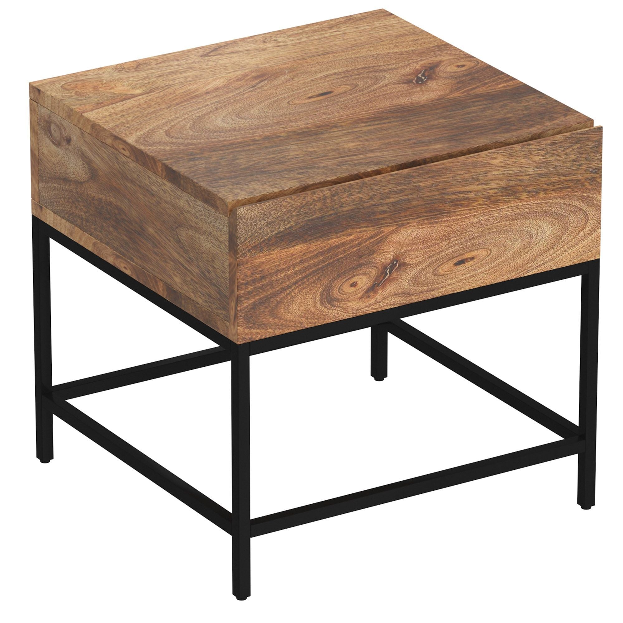 Ojas End Table in Natural Burnt and Black