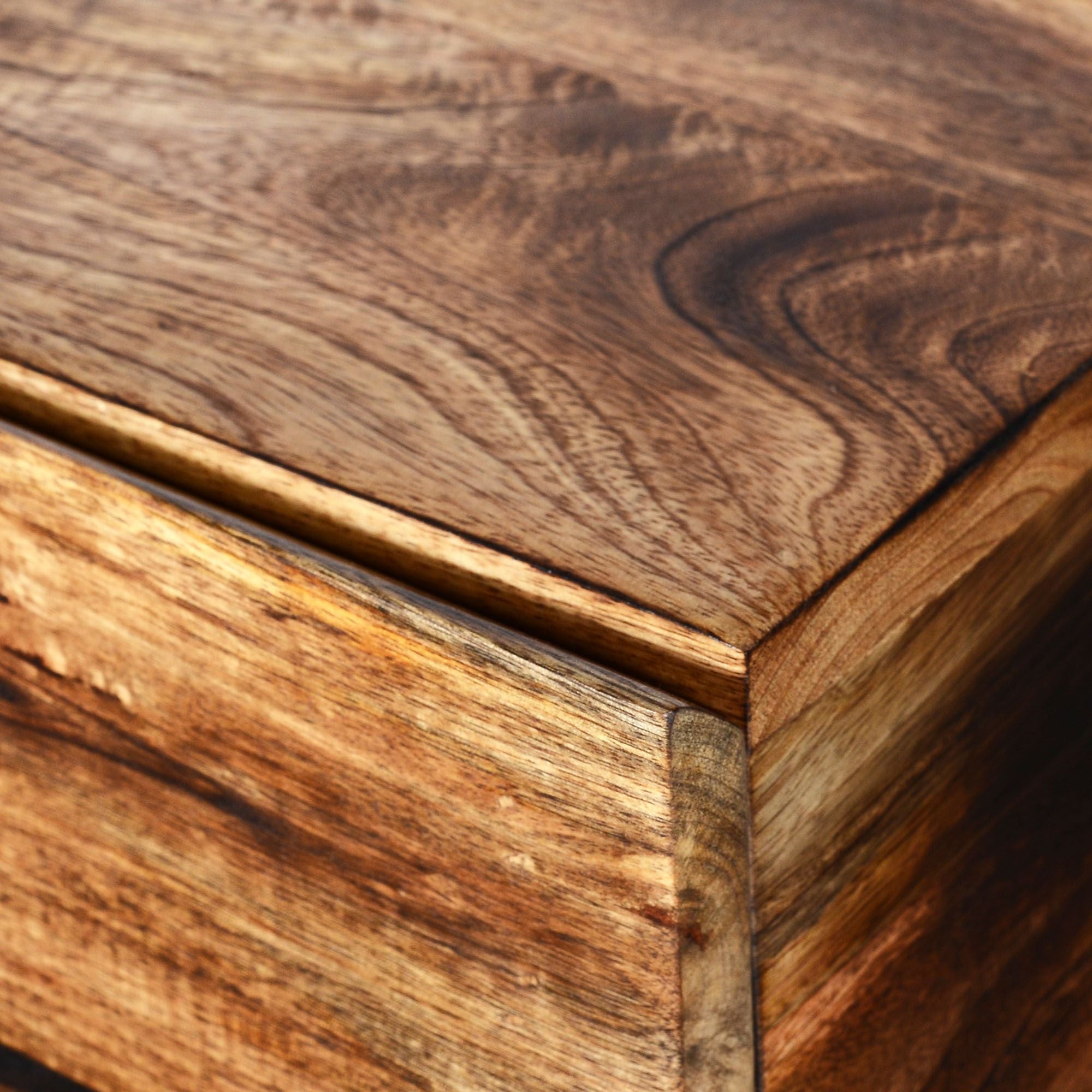 Ojas End Table in Natural Burnt and Black