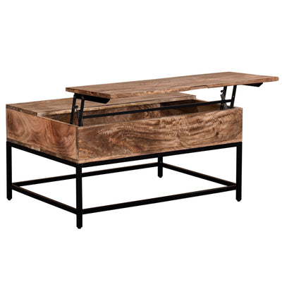 Ojas Rectangular Lift-Top Coffee Table in Natural Burnt and Black (Pre-Order)