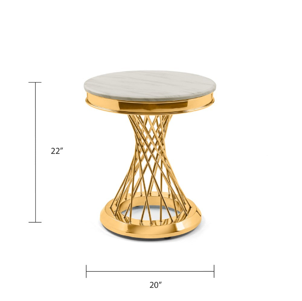 Xcella Bailey end table with a gold finish, sleek design, and modern style, perfect for living room or bedside decor.