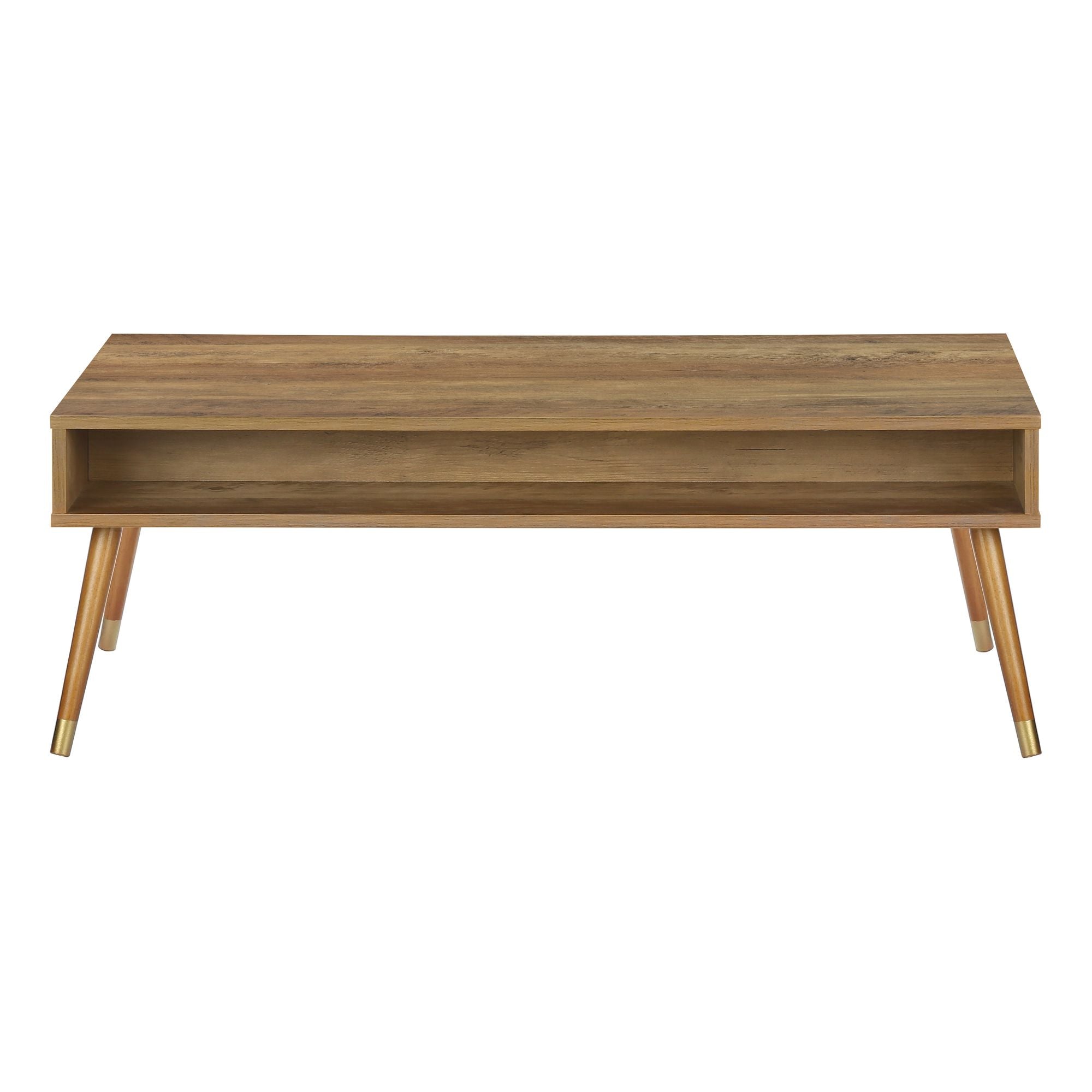Modern Opulon coffee table by Monarch Specialties featuring a sleek wooden top and sturdy metal legs.
