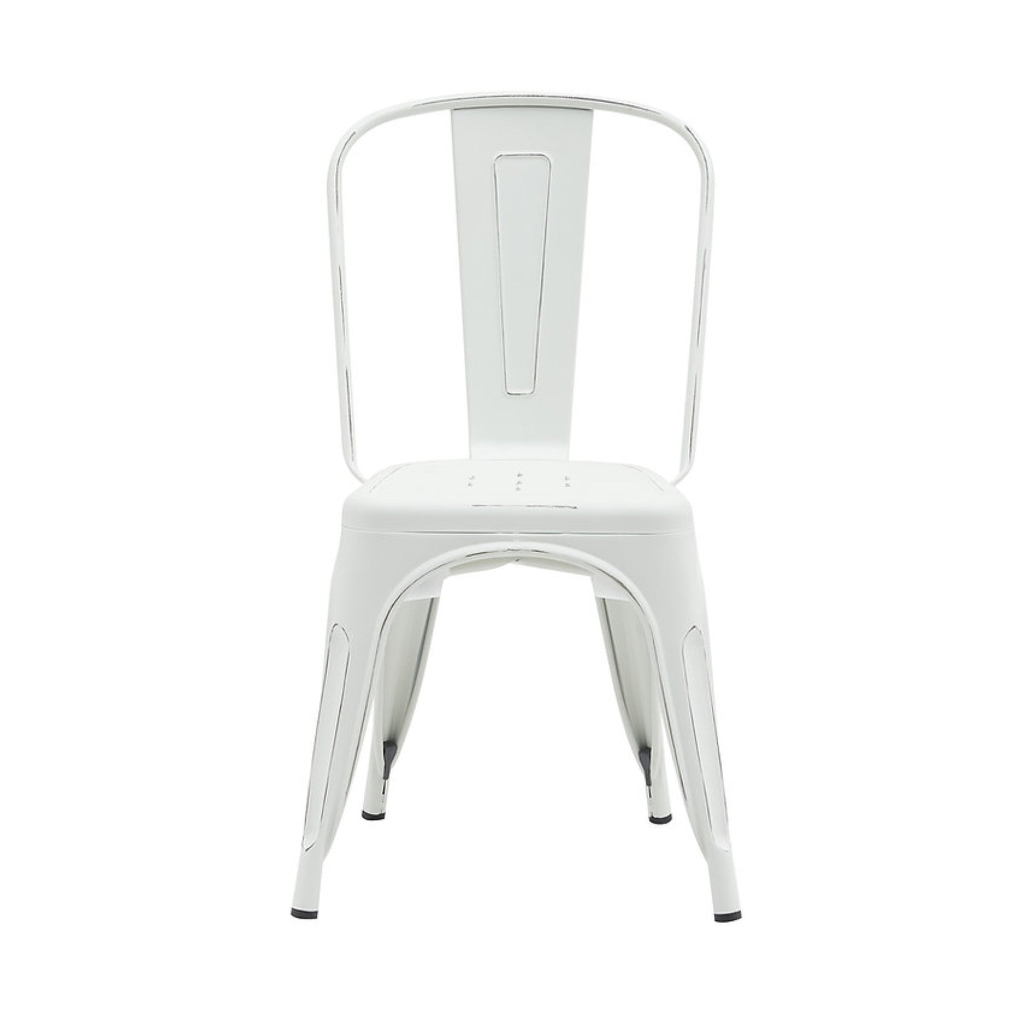 Set of two white Rochelle stackable dining chairs by Elite Living, outdoor-friendly with a modern design and sturdy frame.