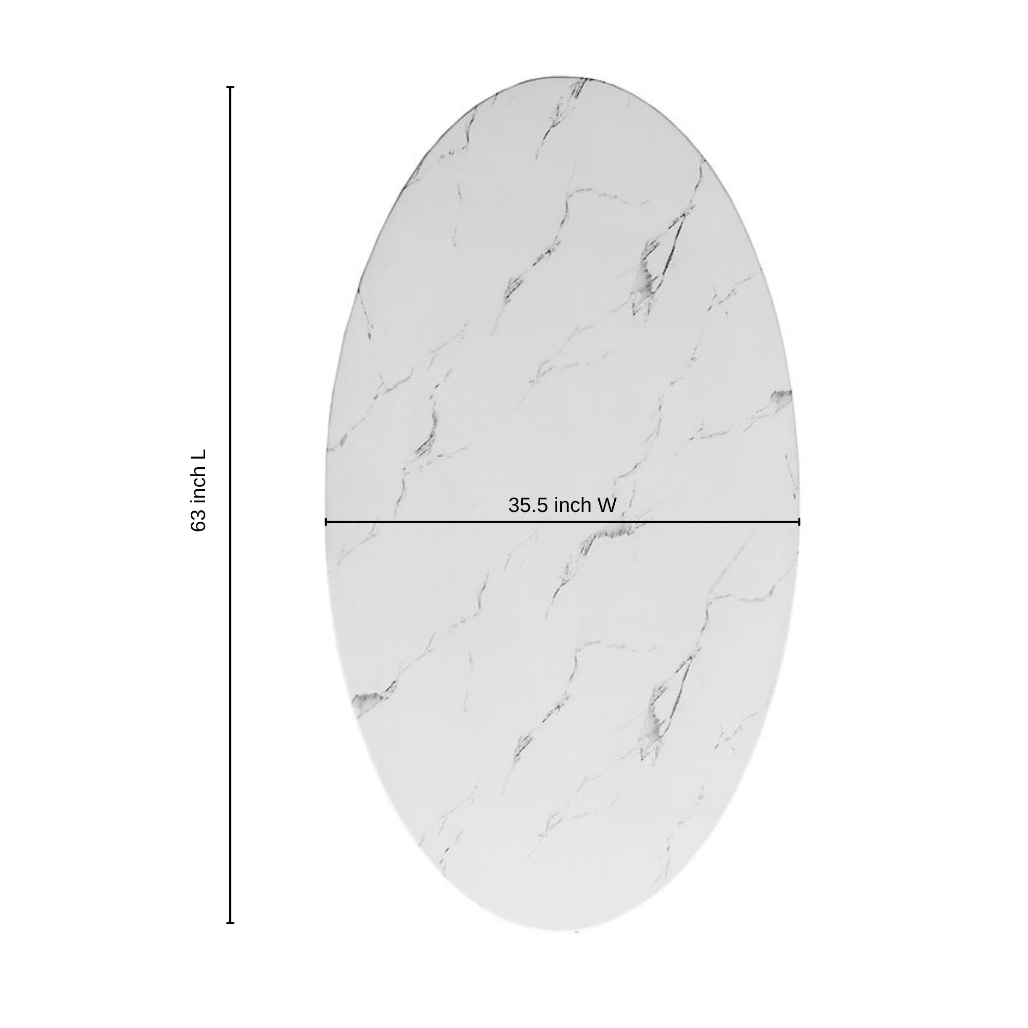 Elite Living oval marble top dining table with sleek oval shape and elegant marble finish, perfect for modern dining rooms.