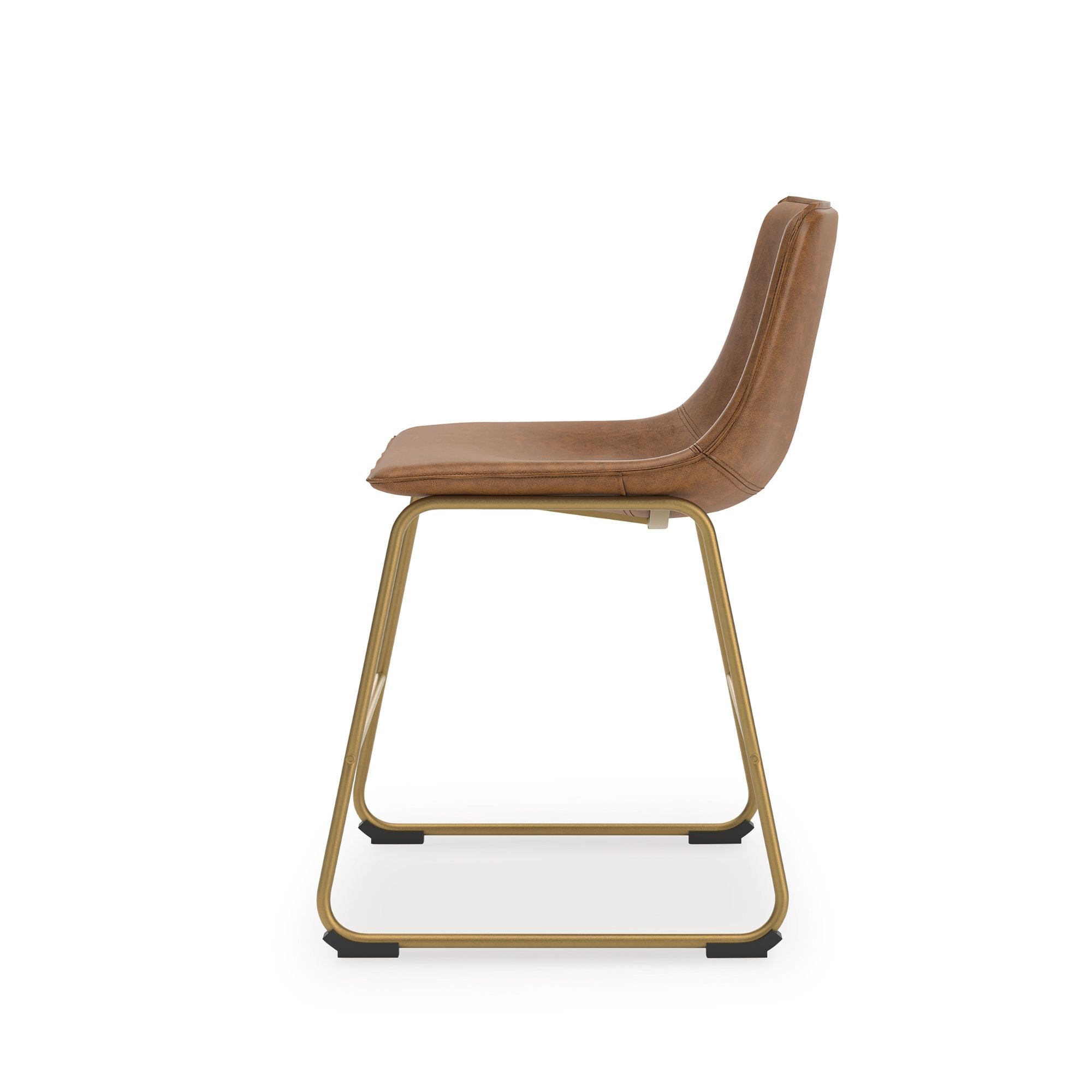 Set of two brown and gold Signature Ashley Ciabori UPH dining chairs with sleek design and cushioned seats.