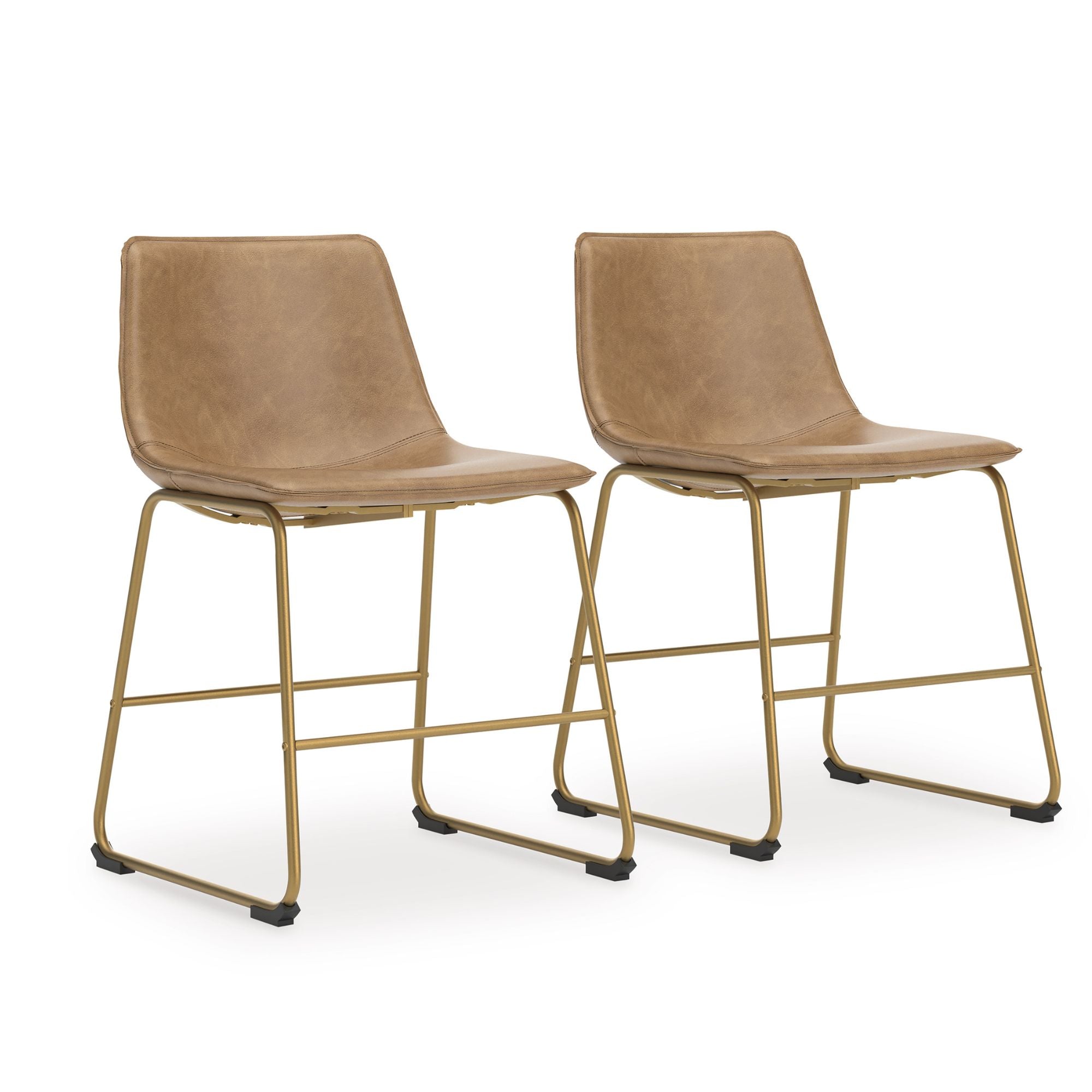 Set of two Ciabori UPH dining chairs in Toast and Gold finish by Signature Ashley, showcasing modern upholstered dining room seating.