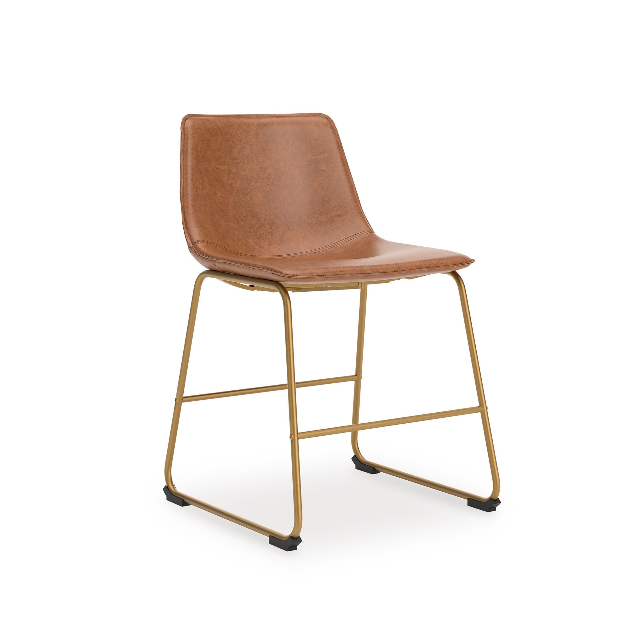 Set of two brown and gold Signature Ashley Ciabori UPH dining chairs with padded seats and stylish design.