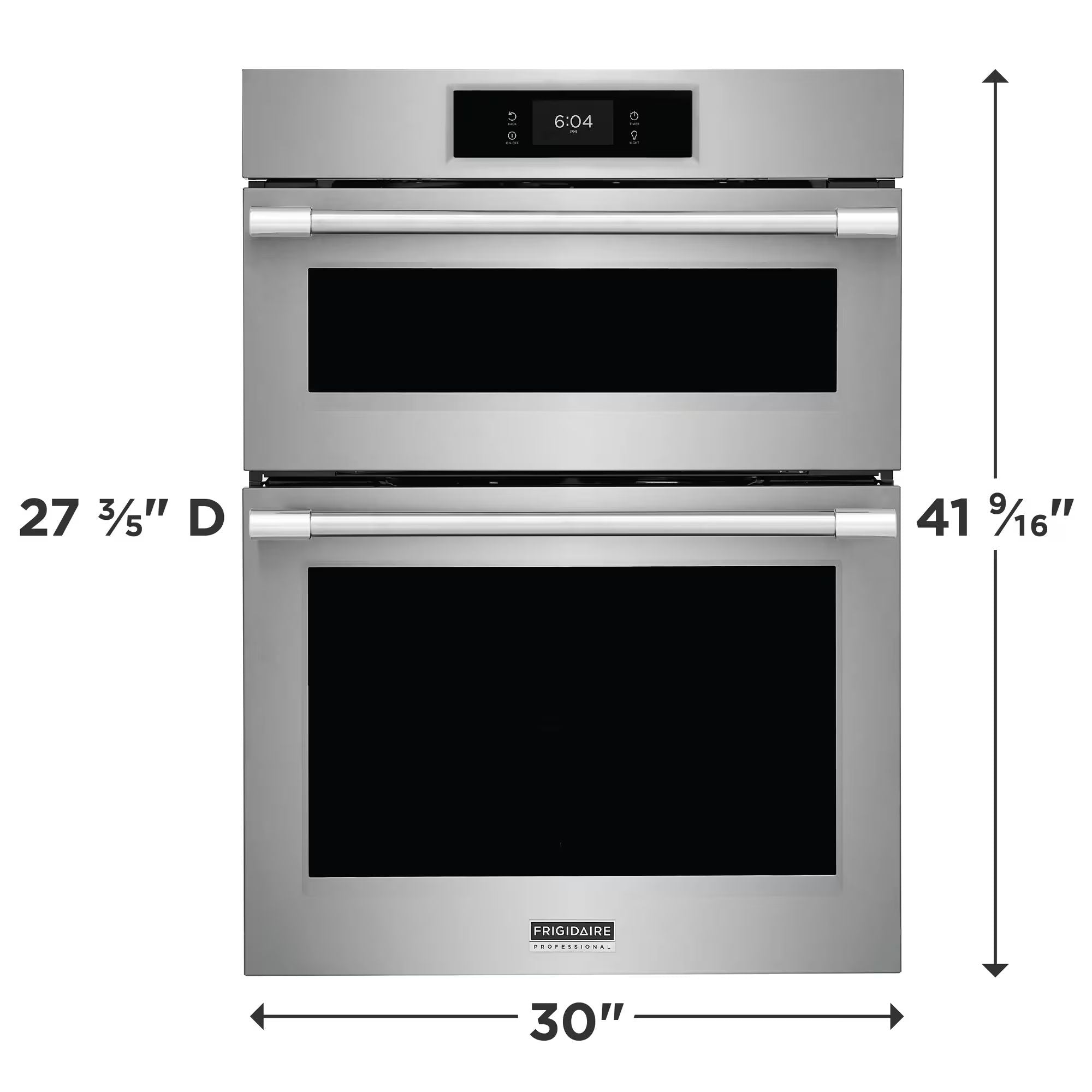 Frigidaire Professional 30-inch stainless steel electric wall oven and microwave combo with convection cooking.