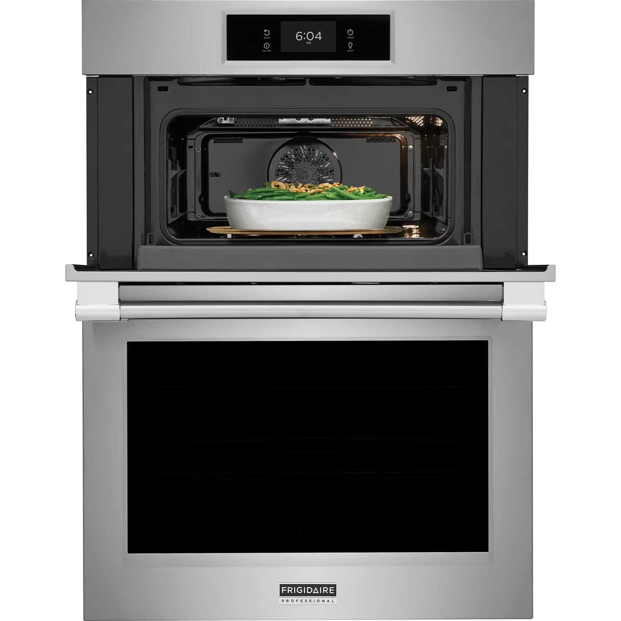 Frigidaire Professional PCWM3080AF 30-inch electric wall oven and microwave combo in stainless steel, with convection features.