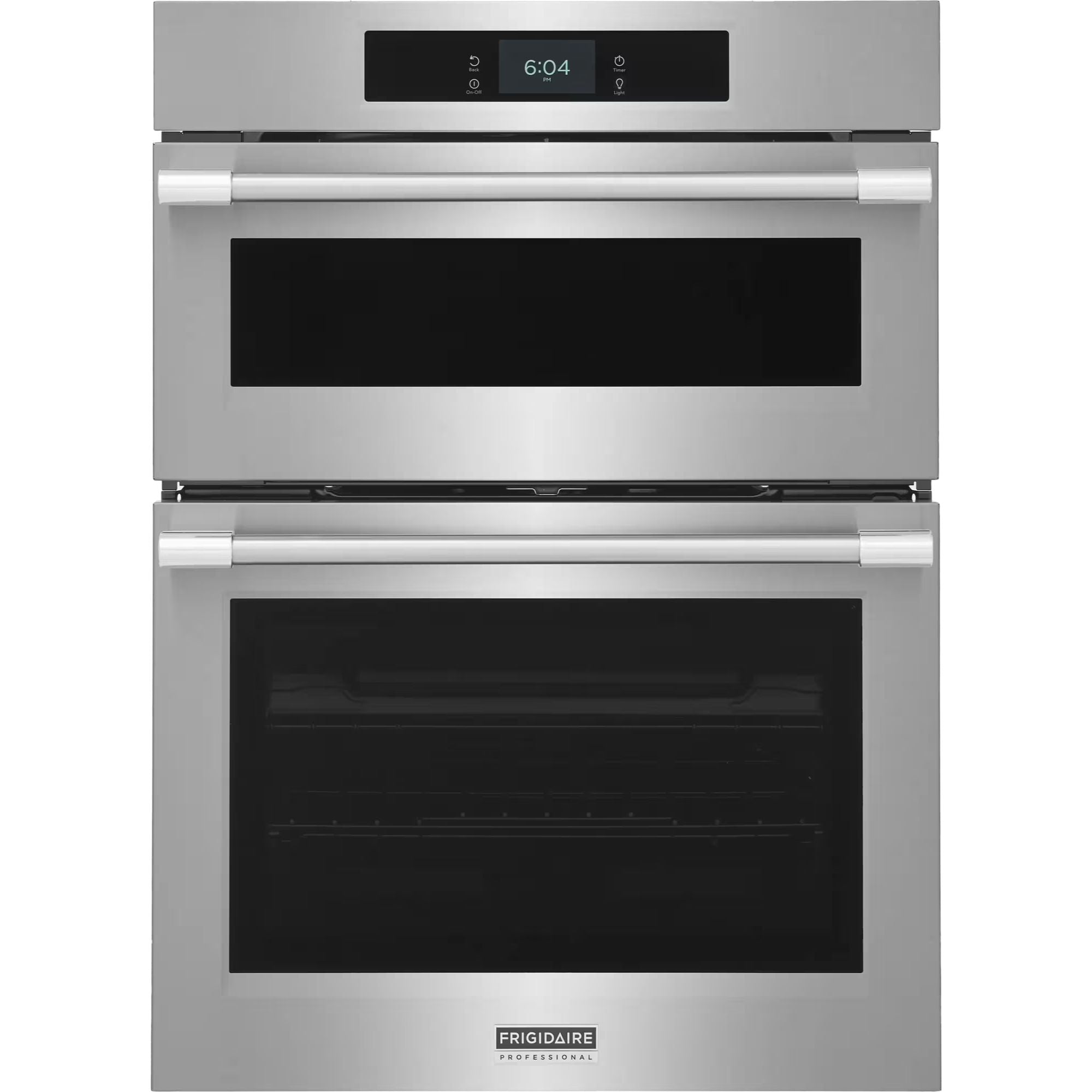 Frigidaire Professional 30-inch stainless steel single wall oven with stone-baked pizza function and double-wall design.